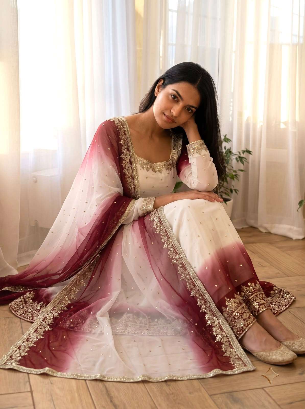 PD 1175 GEORGETTE SEQUENCE EMBROIDERY DESIGNER ANARKALI GOWN STYLE SUIT 
