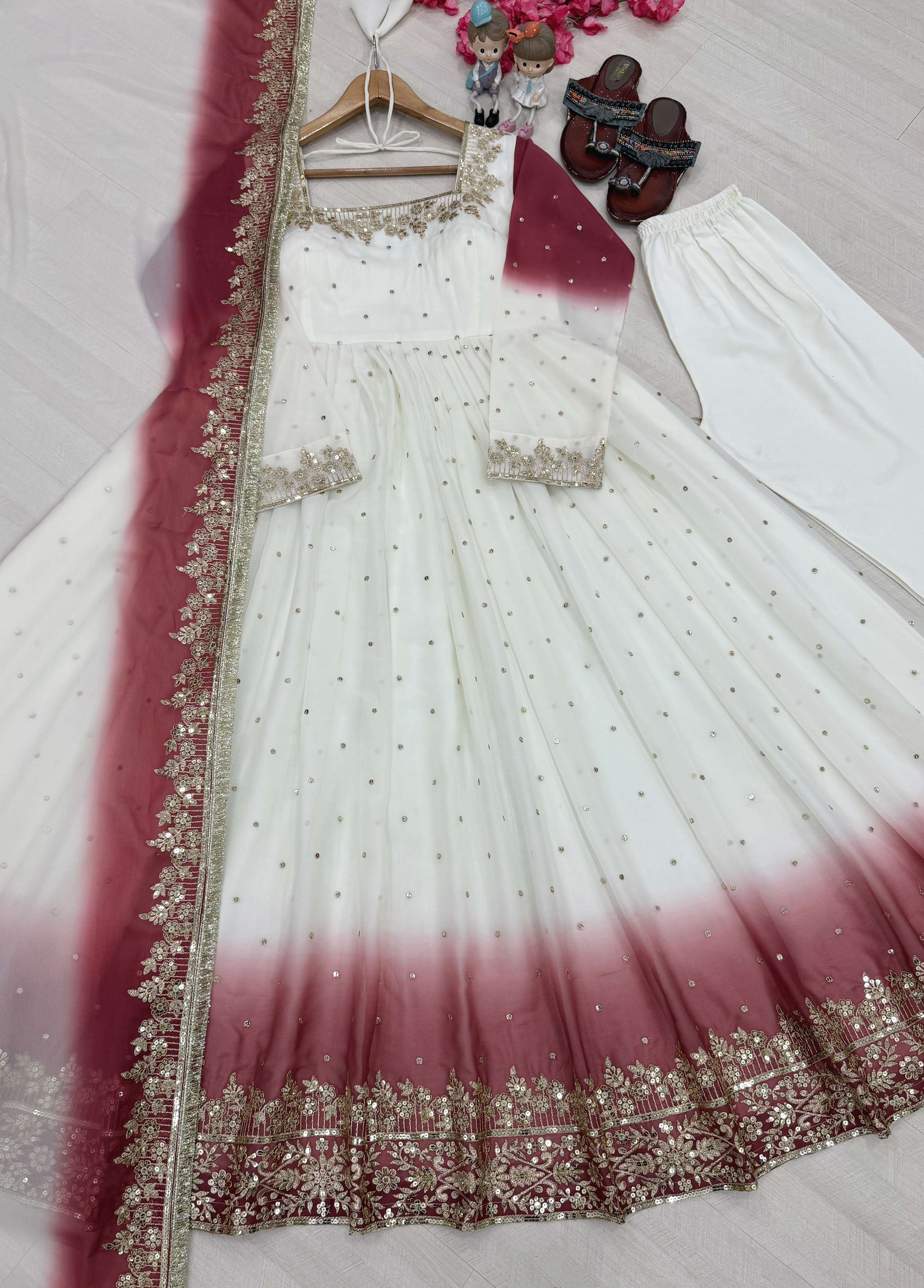 PD 1175 GEORGETTE SEQUENCE EMBROIDERY DESIGNER ANARKALI GOWN STYLE SUIT 