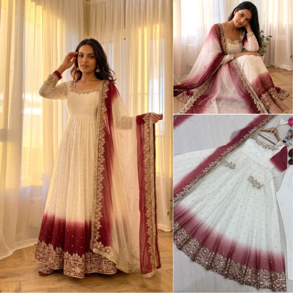 PD 1175 GEORGETTE SEQUENCE EMBROIDERY DESIGNER ANARKALI GOWN STYLE SUIT 