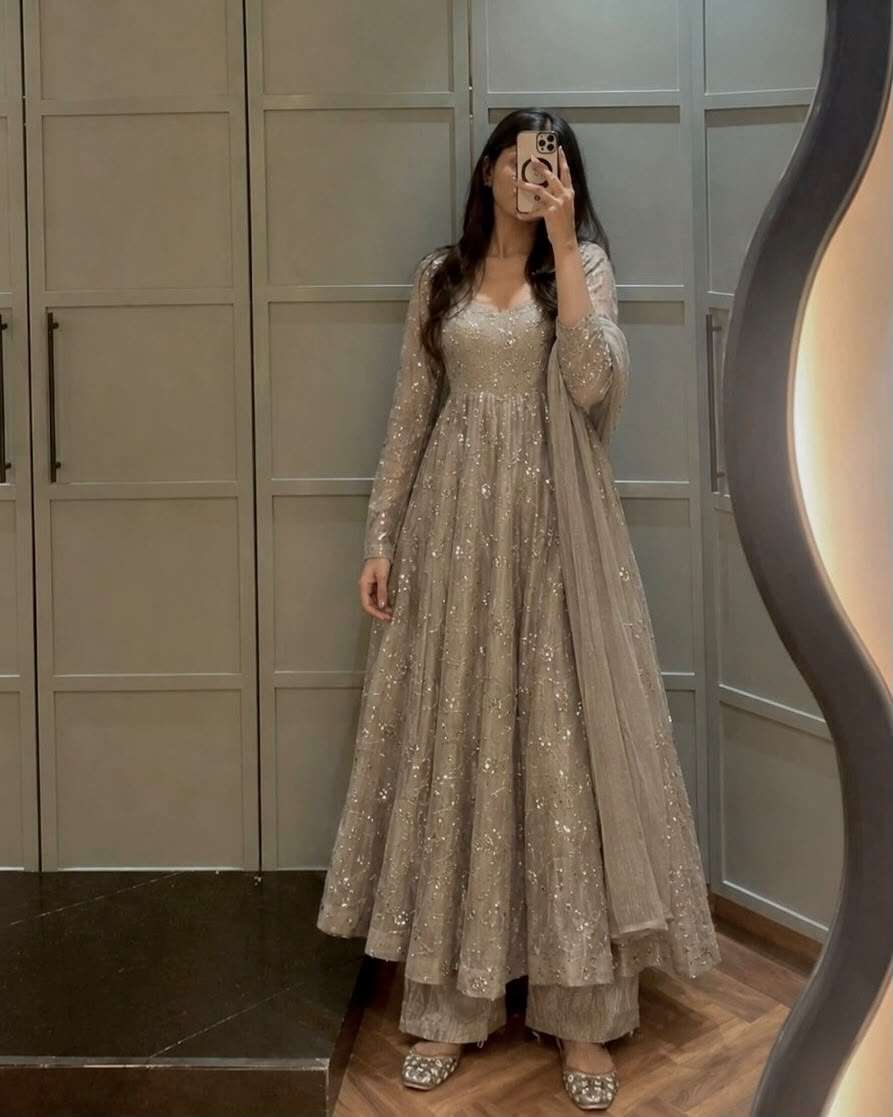 PD 1177 SILK BEAUTIFUL DESIGNER LOOK PARTY WEAR ANARKALI GOWN STYLE SUIT