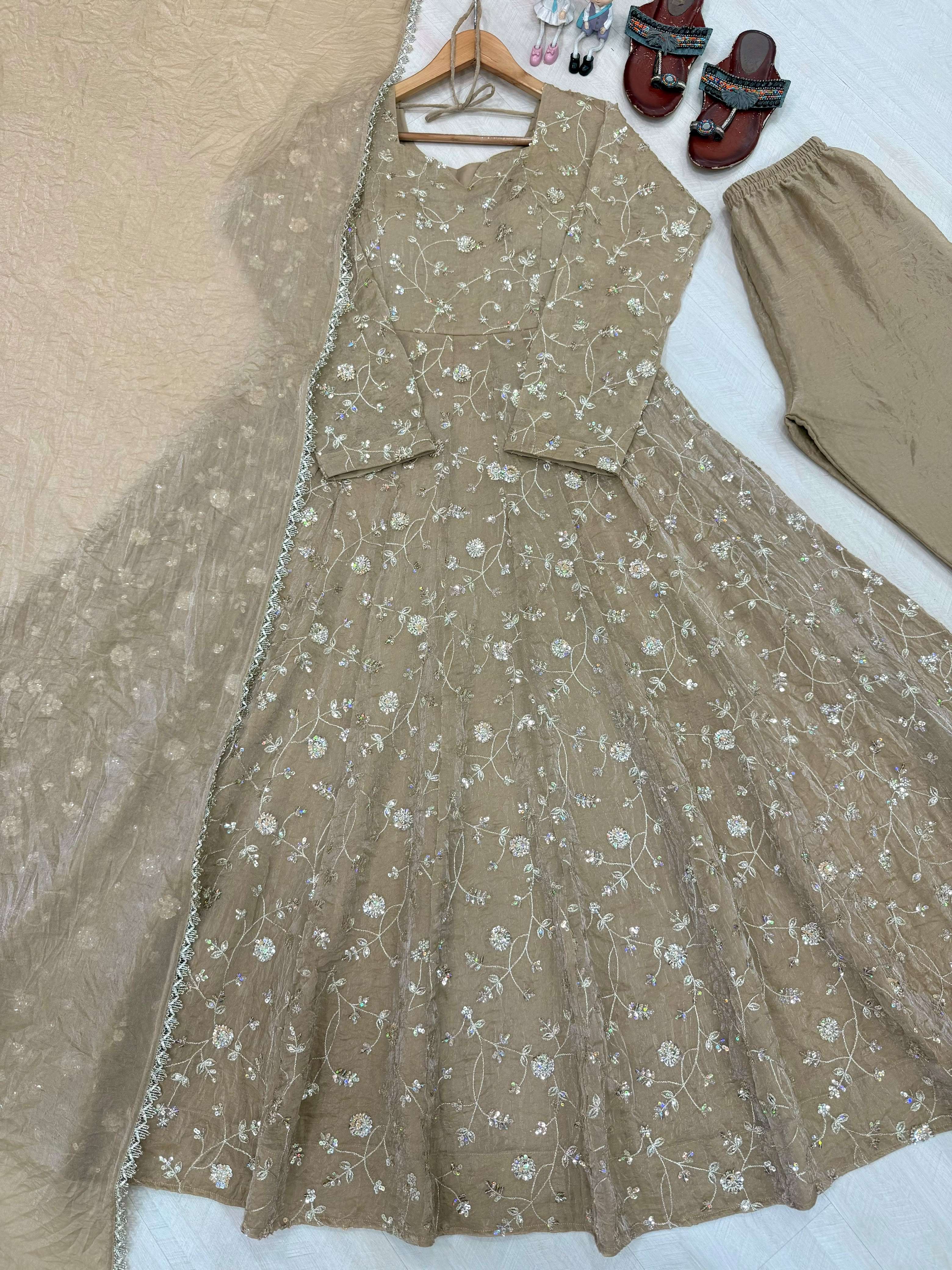 PD 1177 SILK BEAUTIFUL DESIGNER LOOK PARTY WEAR ANARKALI GOWN STYLE SUIT