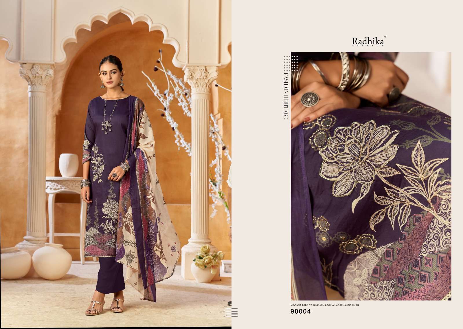 RADHIKA FASHION AZARA JESSIKA 2 JAM COTTON PRINT WITH FANCY WORK SUIT