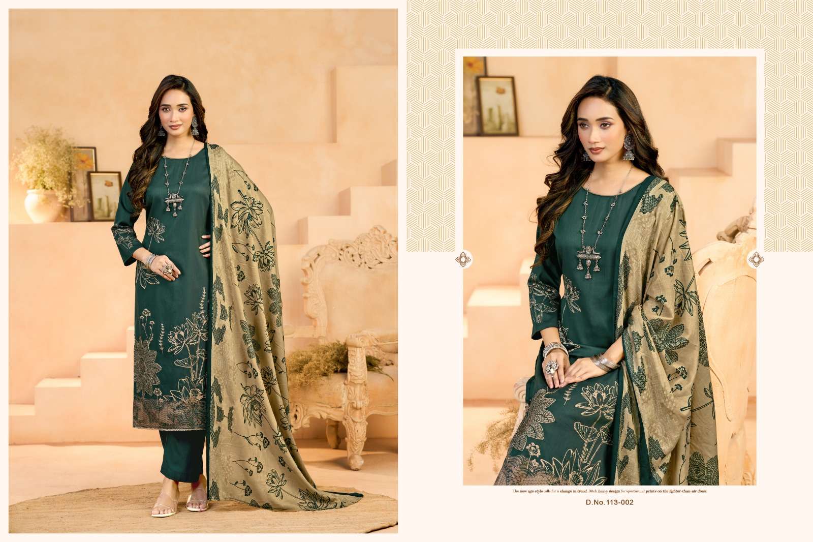 RADHIKA FASHION AZARA JESSIKA 3 JAM COTTON PRINT WITH FANCY WORK SUIT