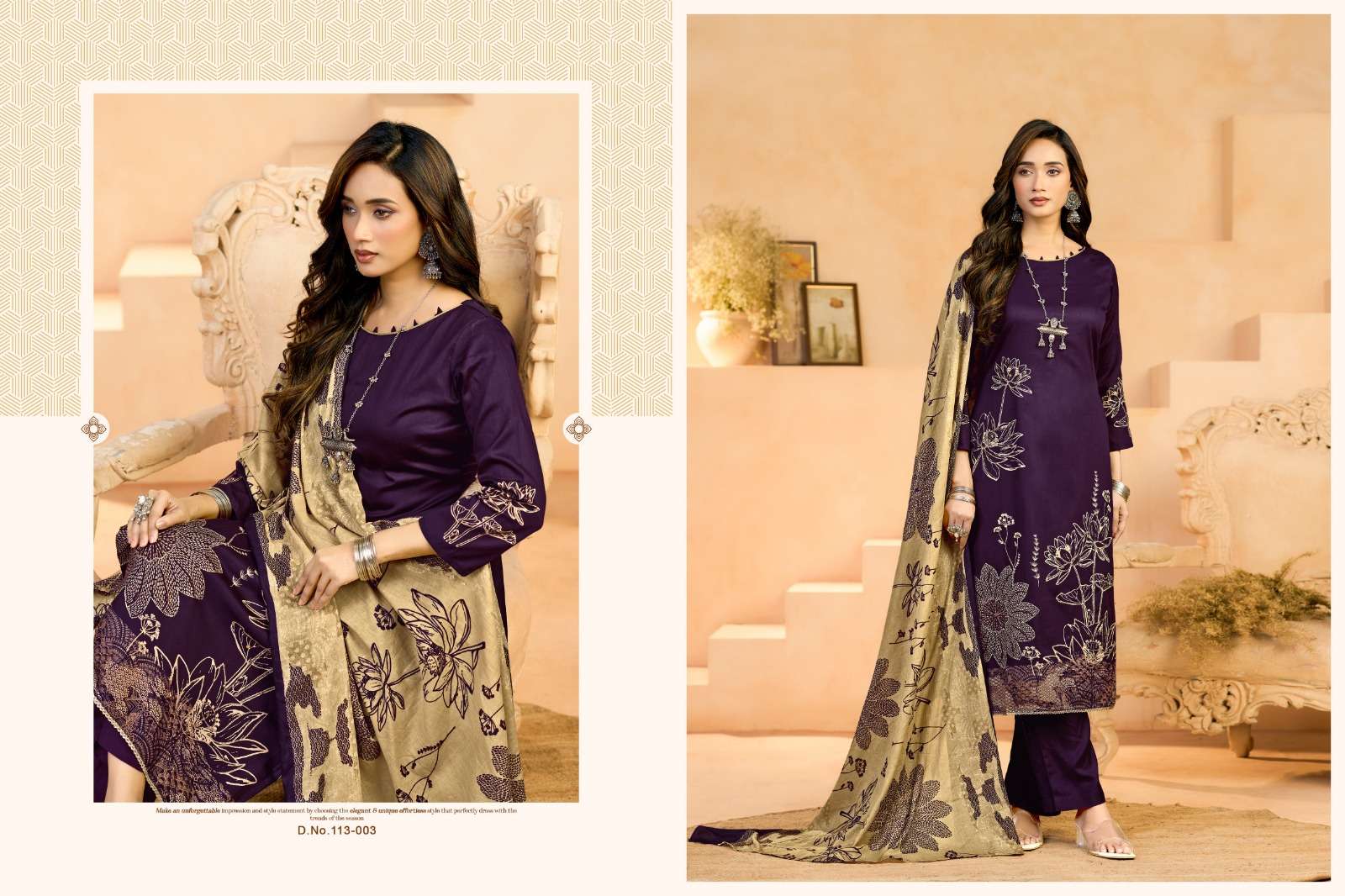 RADHIKA FASHION AZARA JESSIKA 3 JAM COTTON PRINT WITH FANCY WORK SUIT