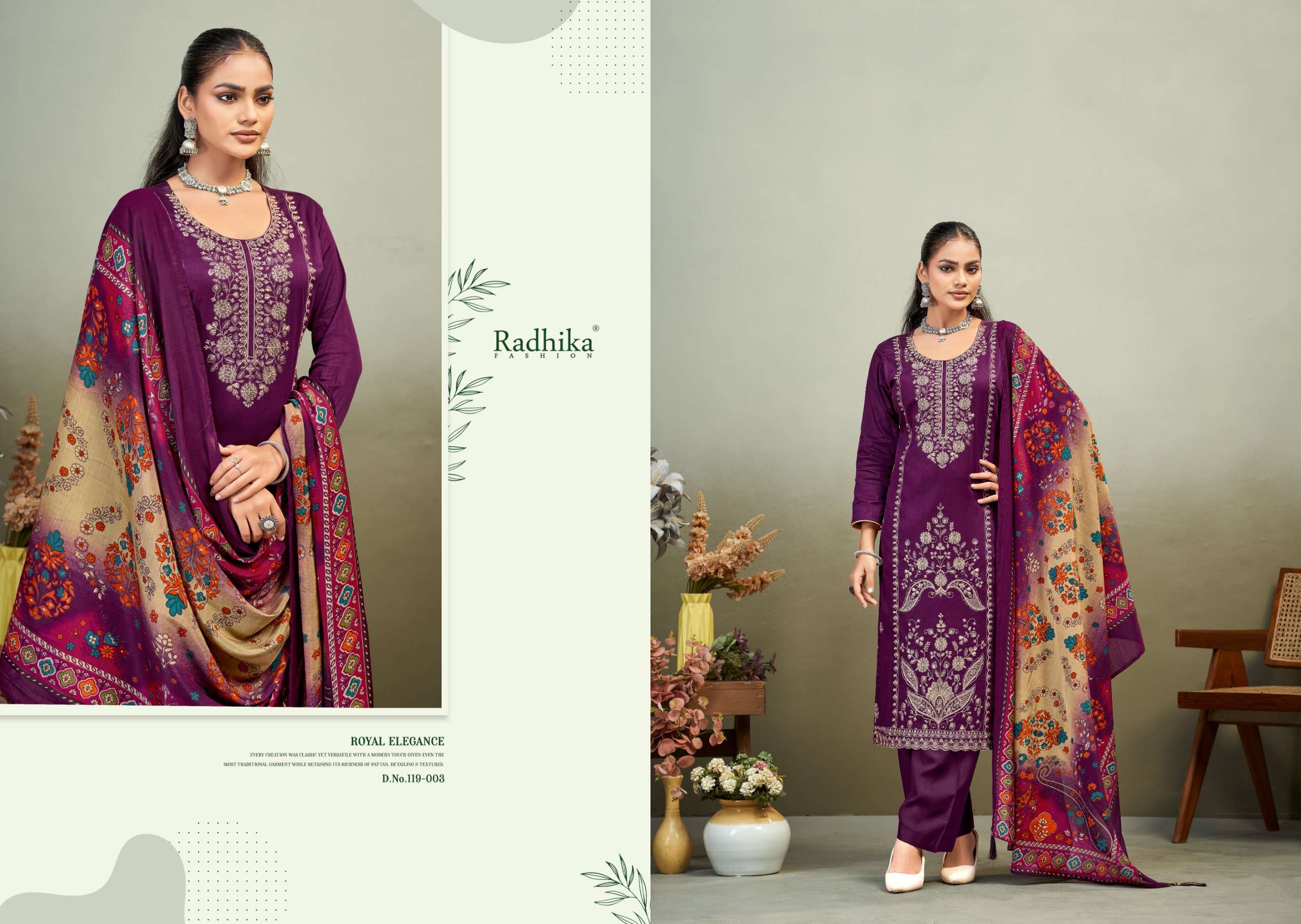 RADHIKA FASHION AZARA ZAIRA VOL 1 JAM COTTON EMBROIDERY WORK SUIT