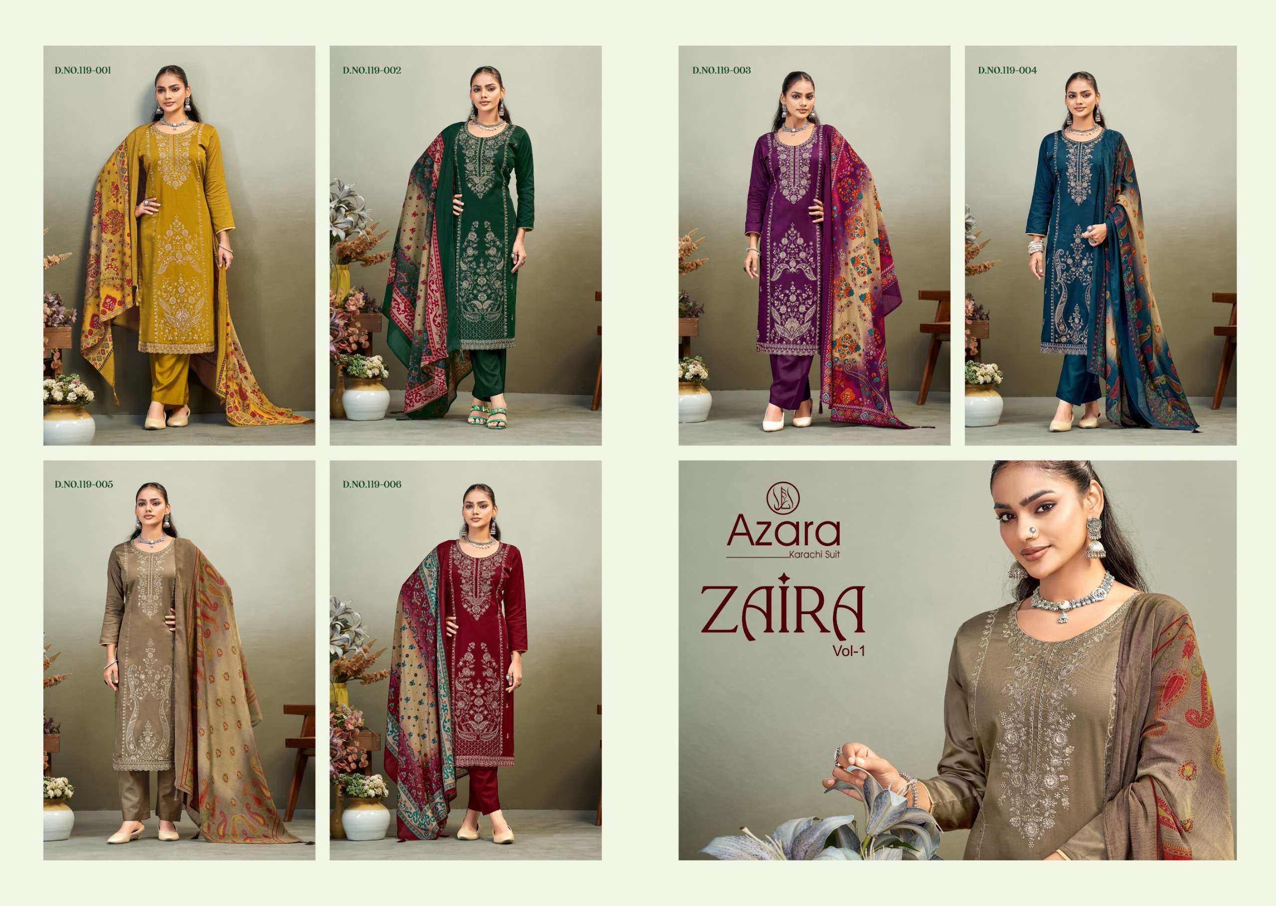 RADHIKA FASHION AZARA ZAIRA VOL 1 JAM COTTON EMBROIDERY WORK SUIT