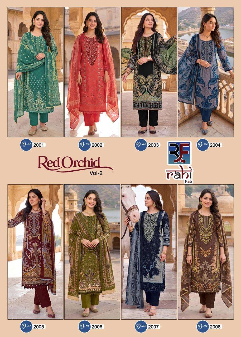 RAHI FAB RED ORCHID VOL 2 LAWN COTTON FANCY EMBROIDERY WORK SUIT