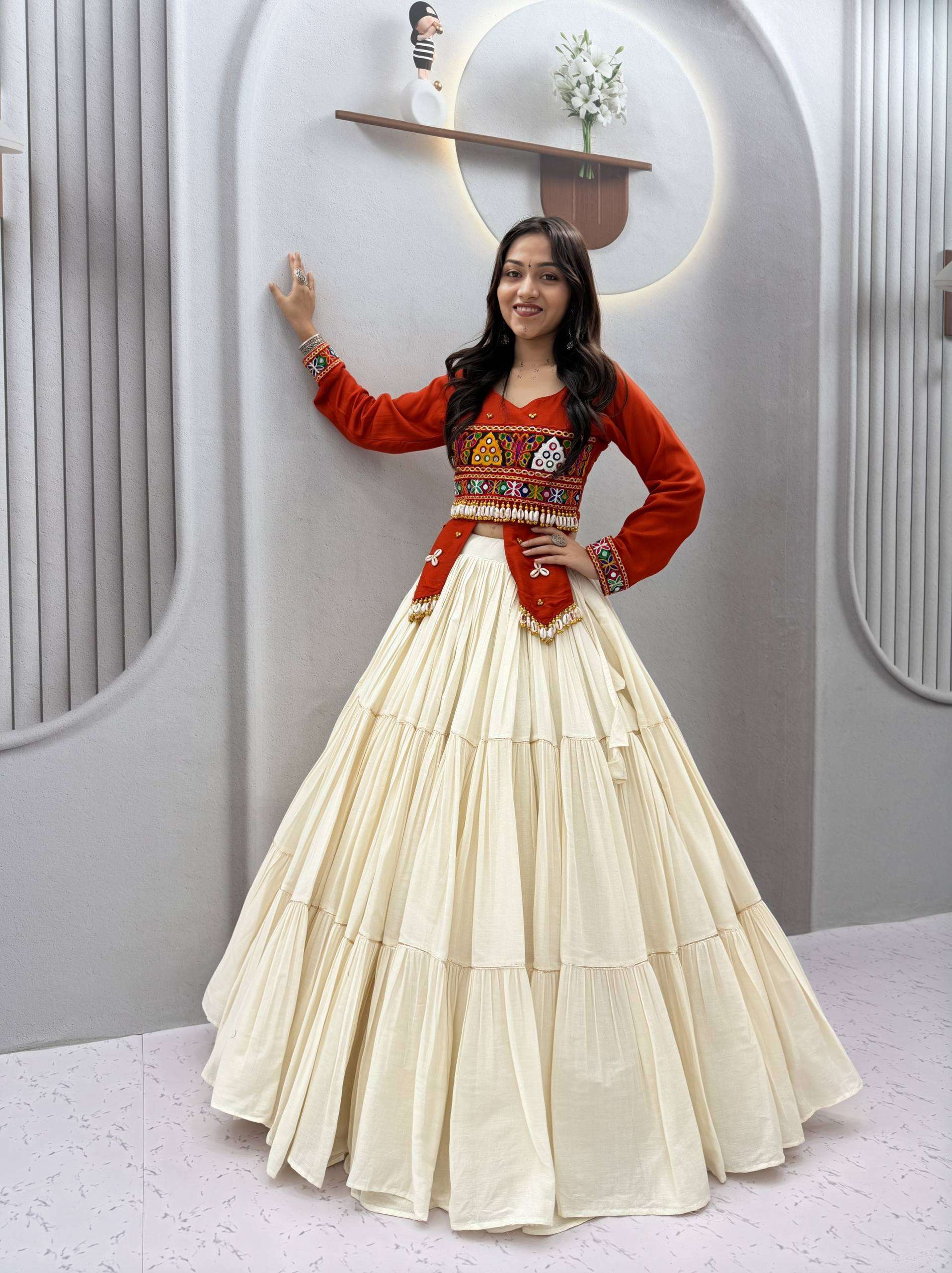 RAM 189 COTTON TRADITIONAL DESIGNER WORK SPECIAL NAVRATRI WEAR LEHENGA CHOLI COLLECTION 
