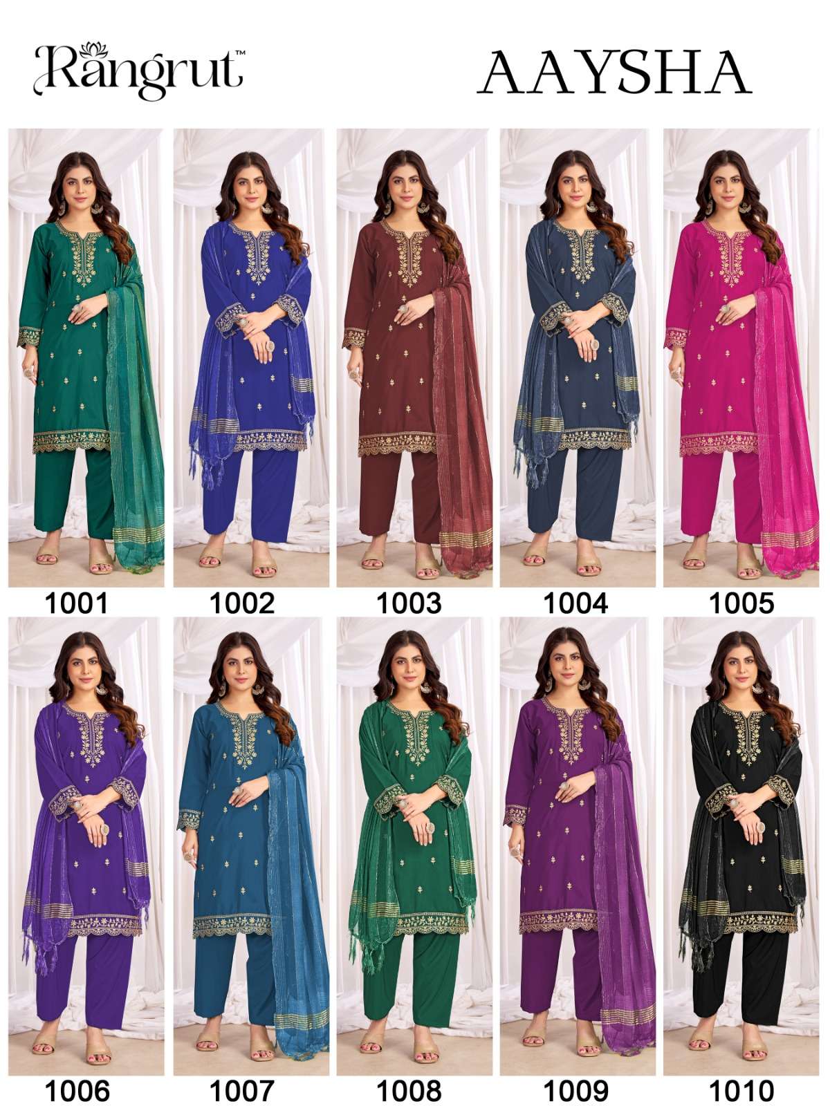 RANGRUT AAYSHA CREPE WITH SEQUENCE EMBROIDERY WORK LADIES 3PCS SET 