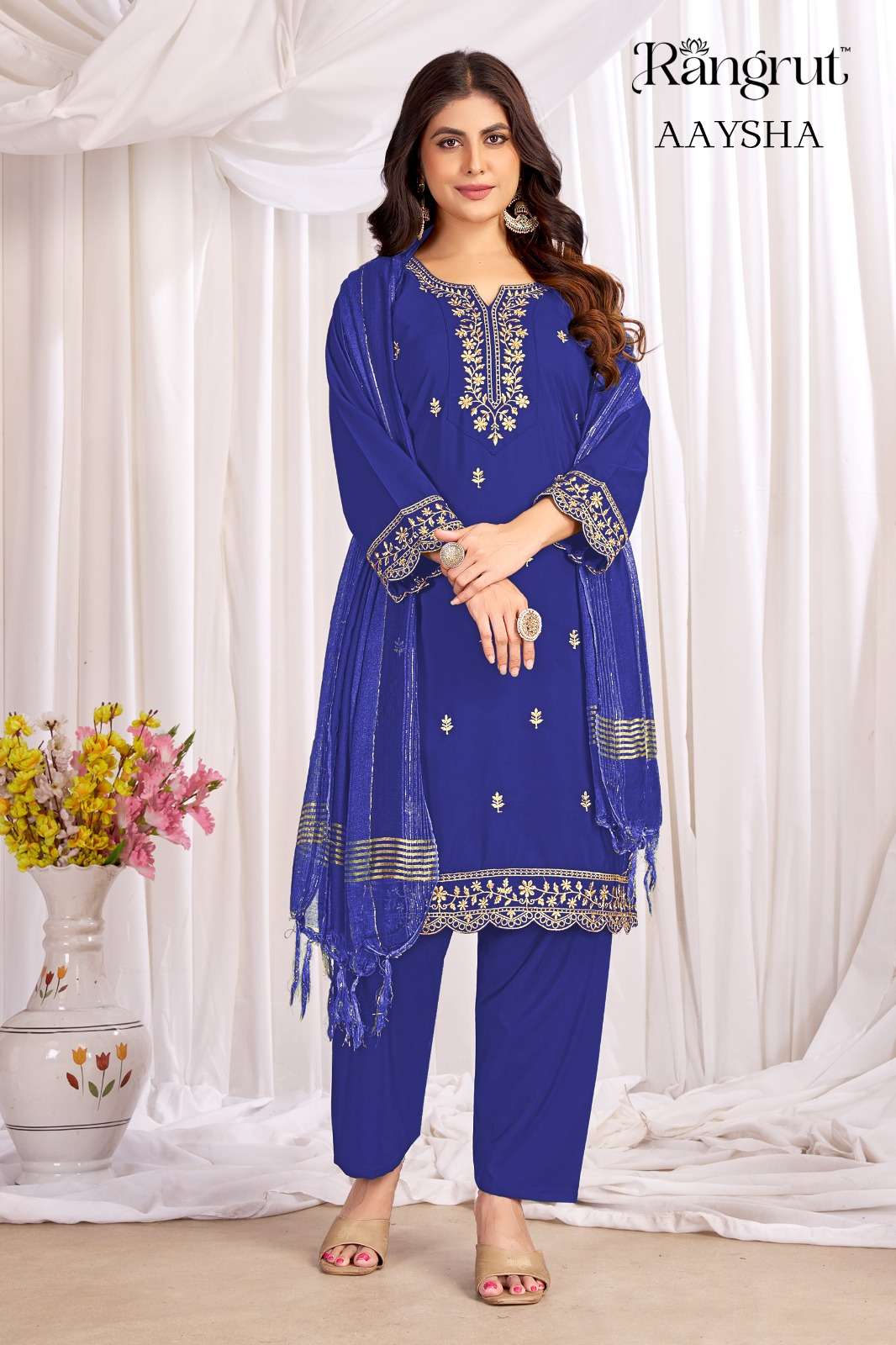 RANGRUT AAYSHA CREPE WITH SEQUENCE EMBROIDERY WORK LADIES 3PCS SET 