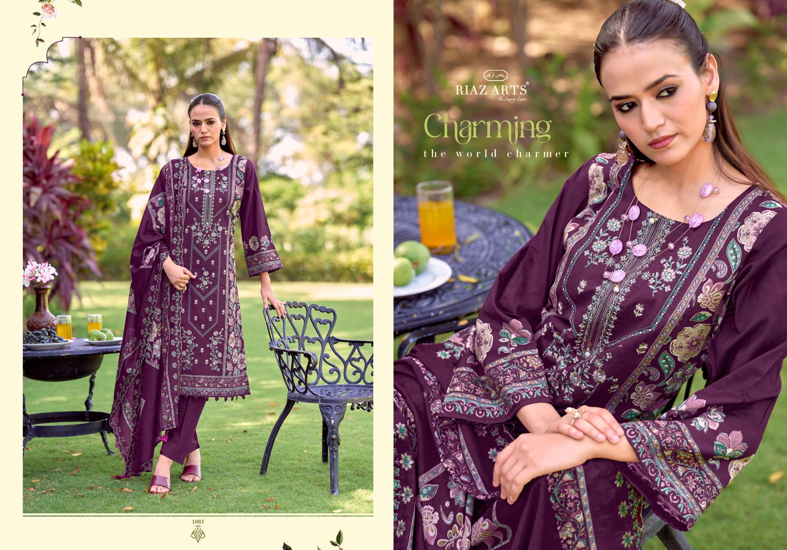 RIAZ ARTS BIN SAEED VOL 18 LAWN COTTON DIGITAL PRINTS WITH HEAVY EMBROIDERY WORK SUIT