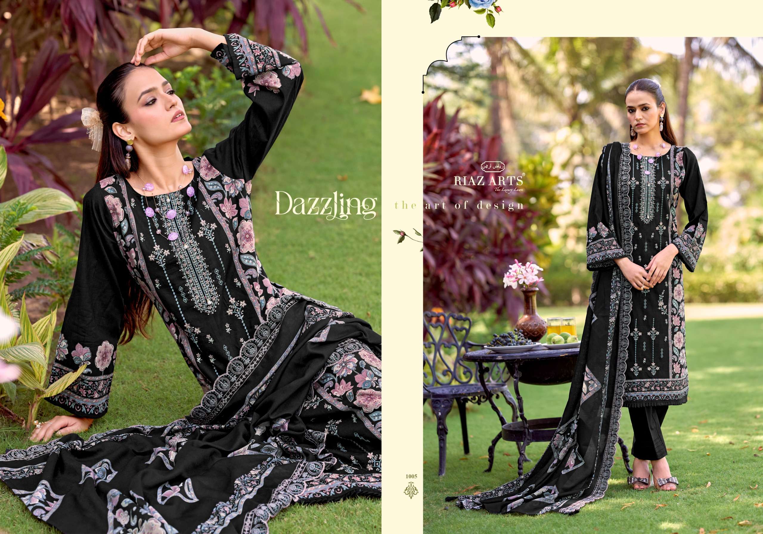 RIAZ ARTS BIN SAEED VOL 18 LAWN COTTON DIGITAL PRINTS WITH HEAVY EMBROIDERY WORK SUIT
