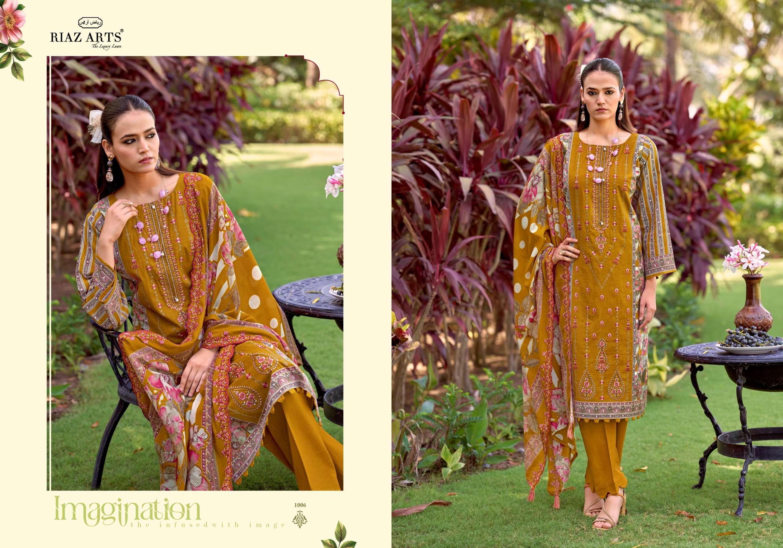 RIAZ ARTS BIN SAEED VOL 18 LAWN COTTON DIGITAL PRINTS WITH HEAVY EMBROIDERY WORK SUIT