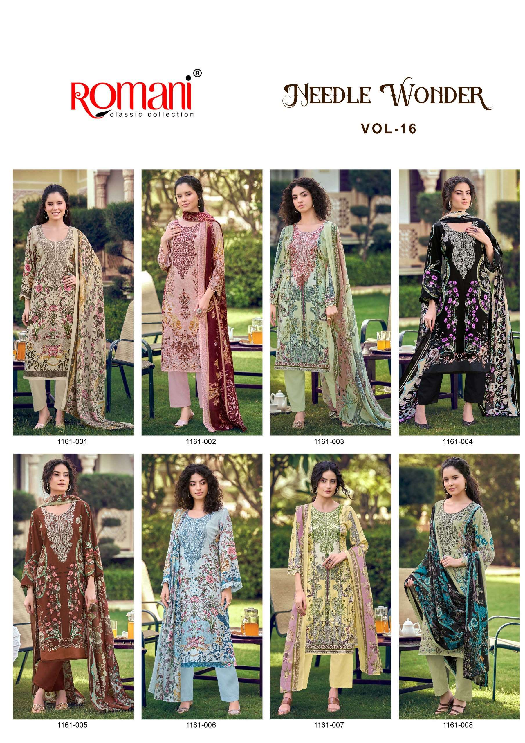 ROMANI NEEDLE WONDER VOL 16 COTTON DIGITAL PRINTS WITH FANCY WORK SUIT
