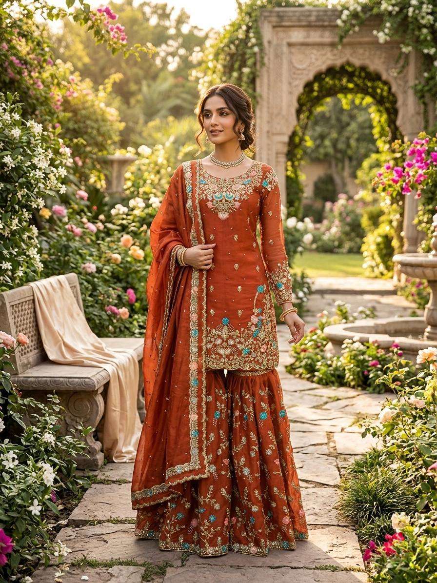 RTC 5956 SILK SEQUENCE EMBROIDERY DESIGNER WORK SUITS PARTY WEAR LADIES SHARARA SUIT 