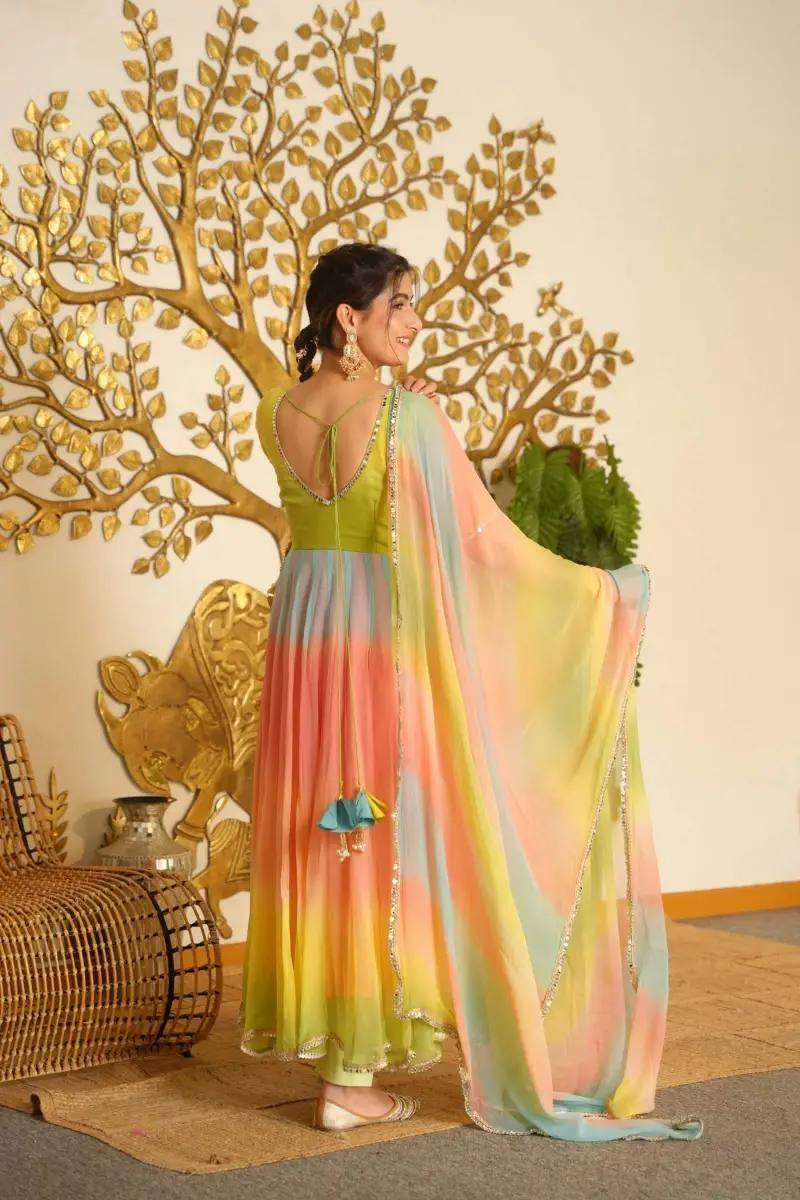 RTC 6069 FOX GEORGETTE MULTI COLOUR PREETY LOOK DESIGNER LADIES PARTY WEAR GOWN DRESS