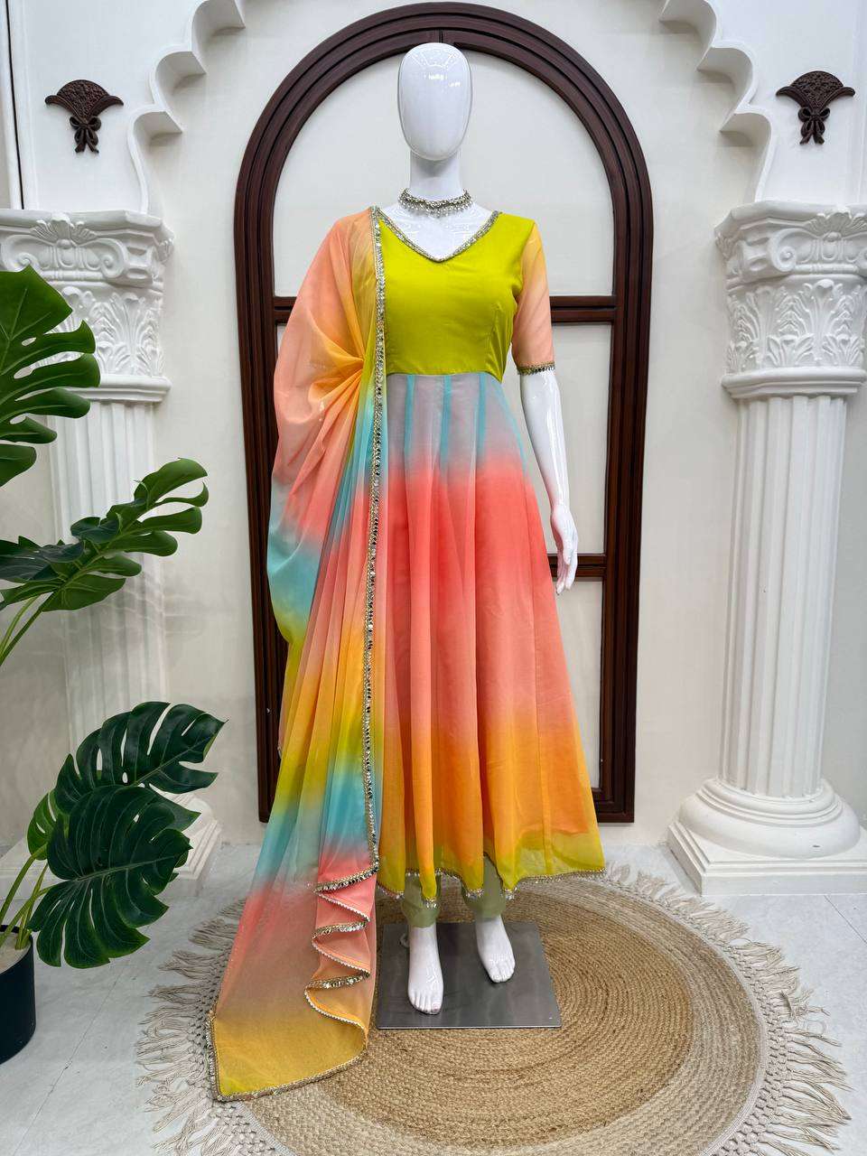 RTC 6069 FOX GEORGETTE MULTI COLOUR PREETY LOOK DESIGNER LADIES PARTY WEAR GOWN DRESS