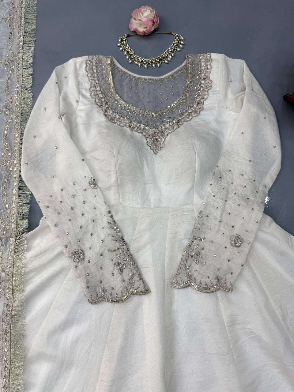 RTC 6079 SILK SEQUENCE EMBROIDERY DESIGNER WORK ANARKALI GOWN STYLE SUIT 