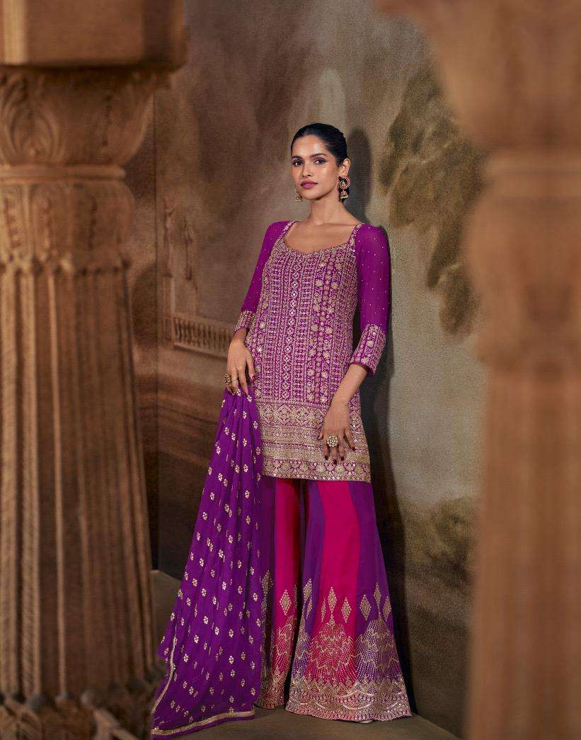 SAYURI DESIGNER BANNO GEROGETTE HEAVY EMBROIDERED DESIGNER READY MADE FESTIVE WEAR SUIT