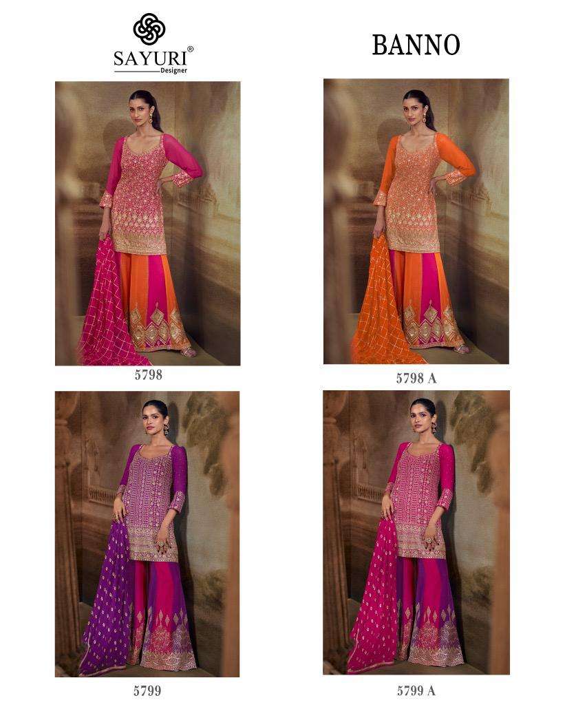 SAYURI DESIGNER BANNO GEROGETTE HEAVY EMBROIDERED DESIGNER READY MADE FESTIVE WEAR SUIT