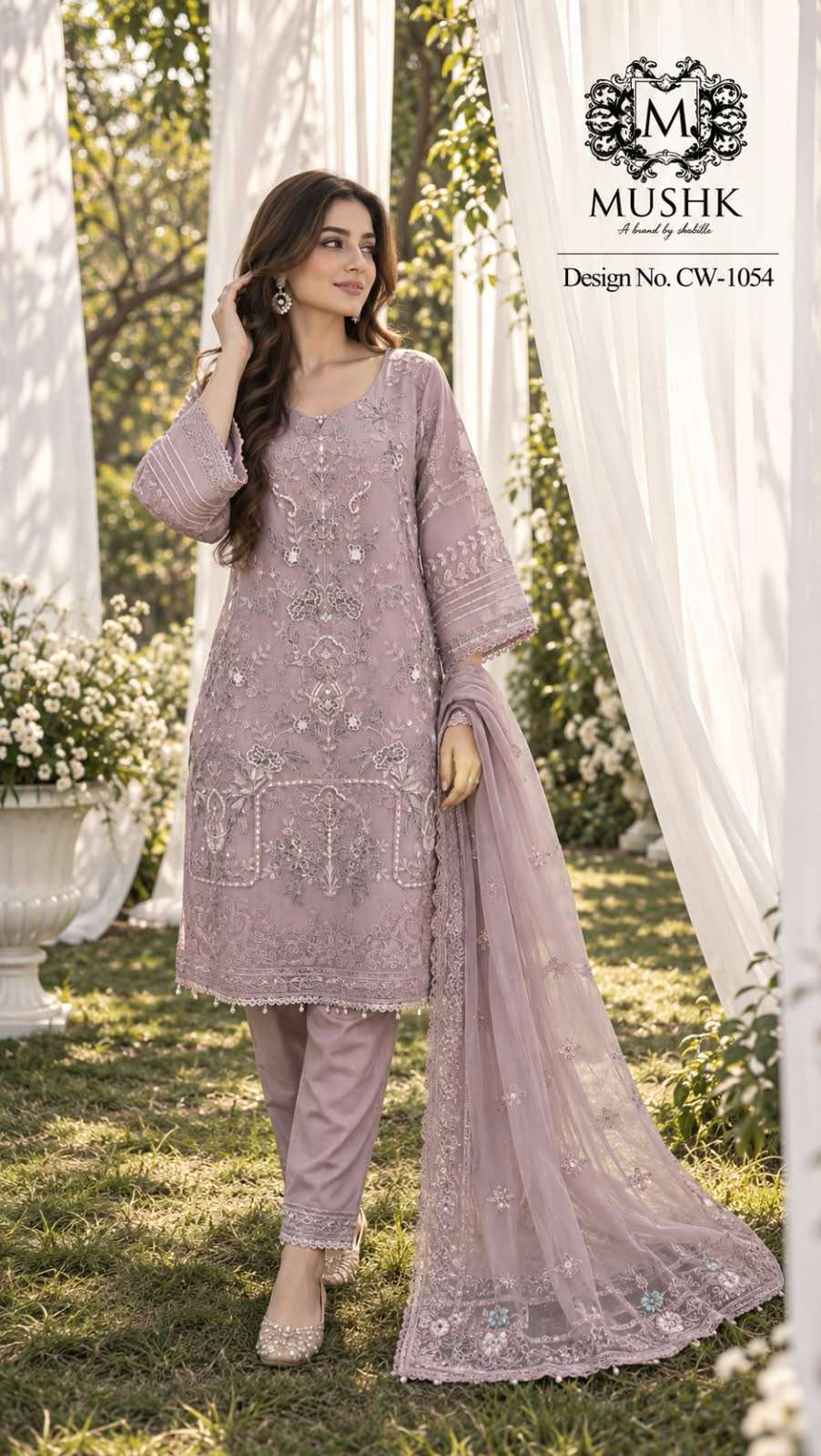 SHRADDHA DESIGNER MUSHQ CW 1054 CHIFFON HEAVY EMBROIDERED DESIGNER READY MADE SUIT