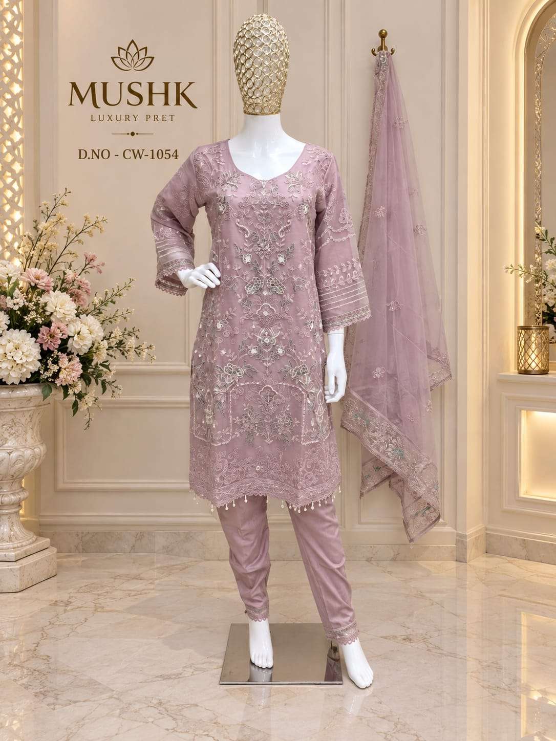 SHRADDHA DESIGNER MUSHQ CW 1054 CHIFFON HEAVY EMBROIDERED DESIGNER READY MADE SUIT