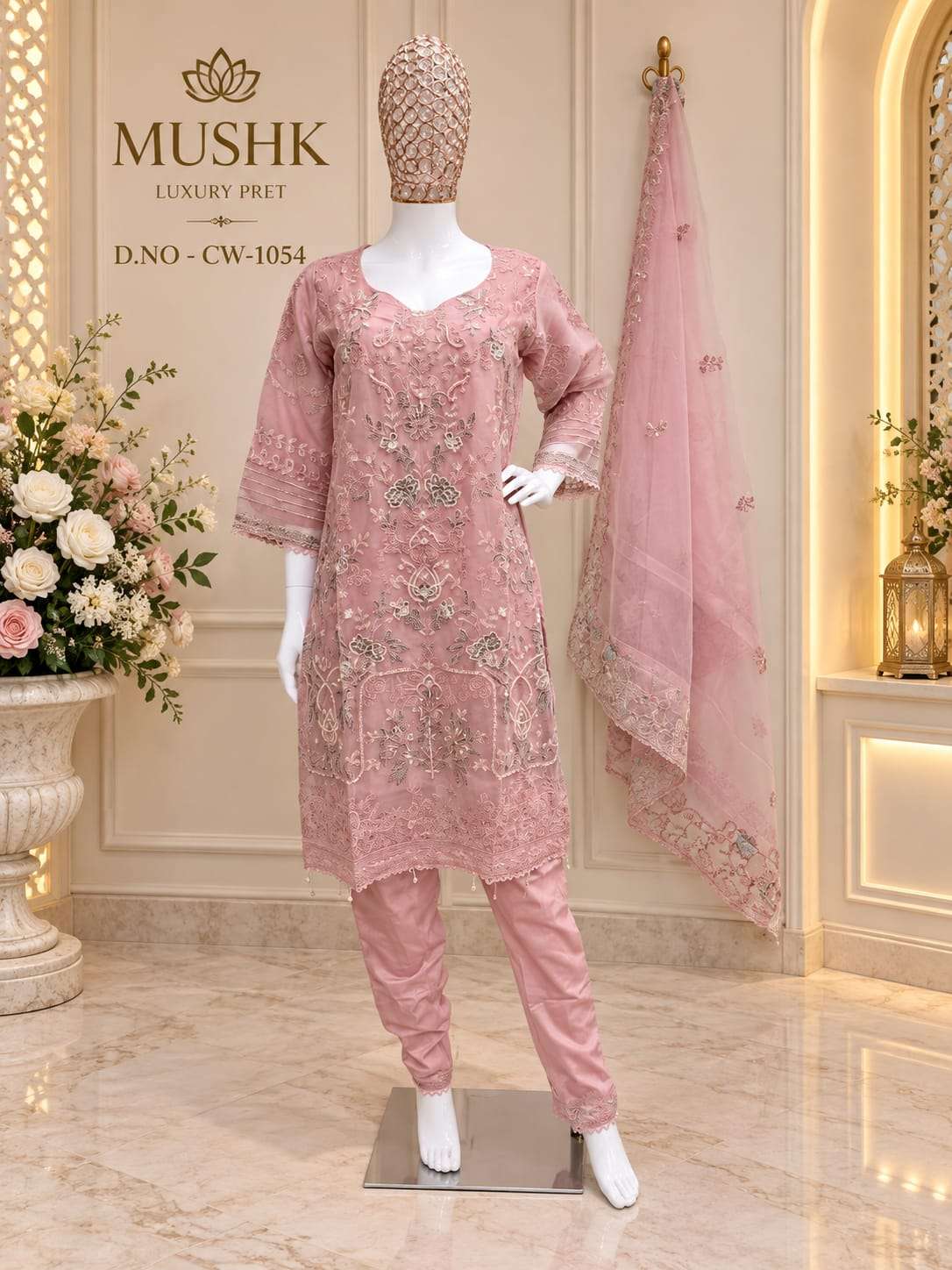 SHRADDHA DESIGNER MUSHQ CW 1054 CHIFFON HEAVY EMBROIDERED DESIGNER READY MADE SUIT