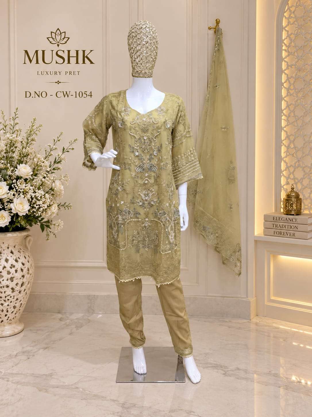 SHRADDHA DESIGNER MUSHQ CW 1054 CHIFFON HEAVY EMBROIDERED DESIGNER READY MADE SUIT