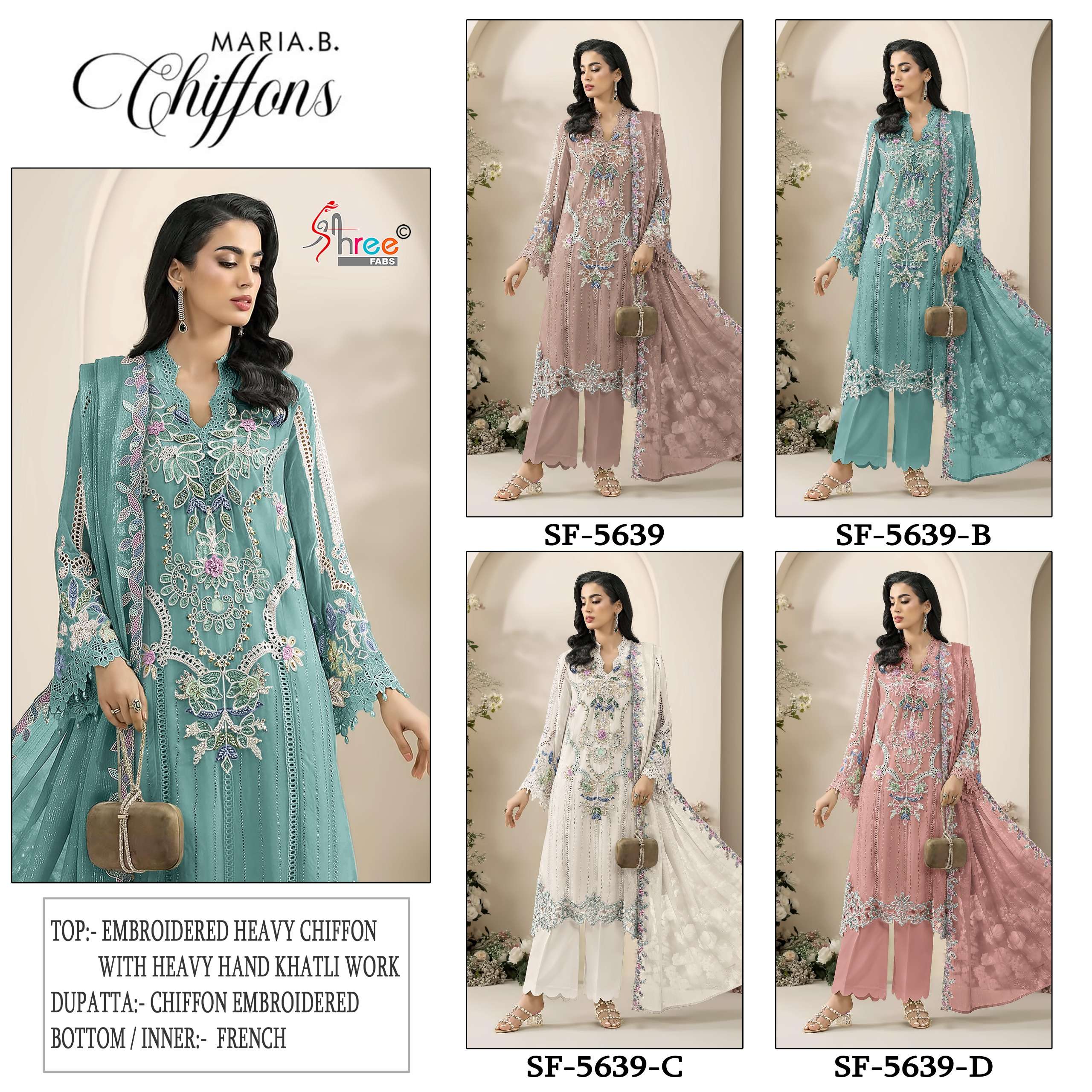 SHREE FABS SF 5639 CHIFFON HEAVY EMBROIDERED DESIGNER PAKISTANI SUIT 