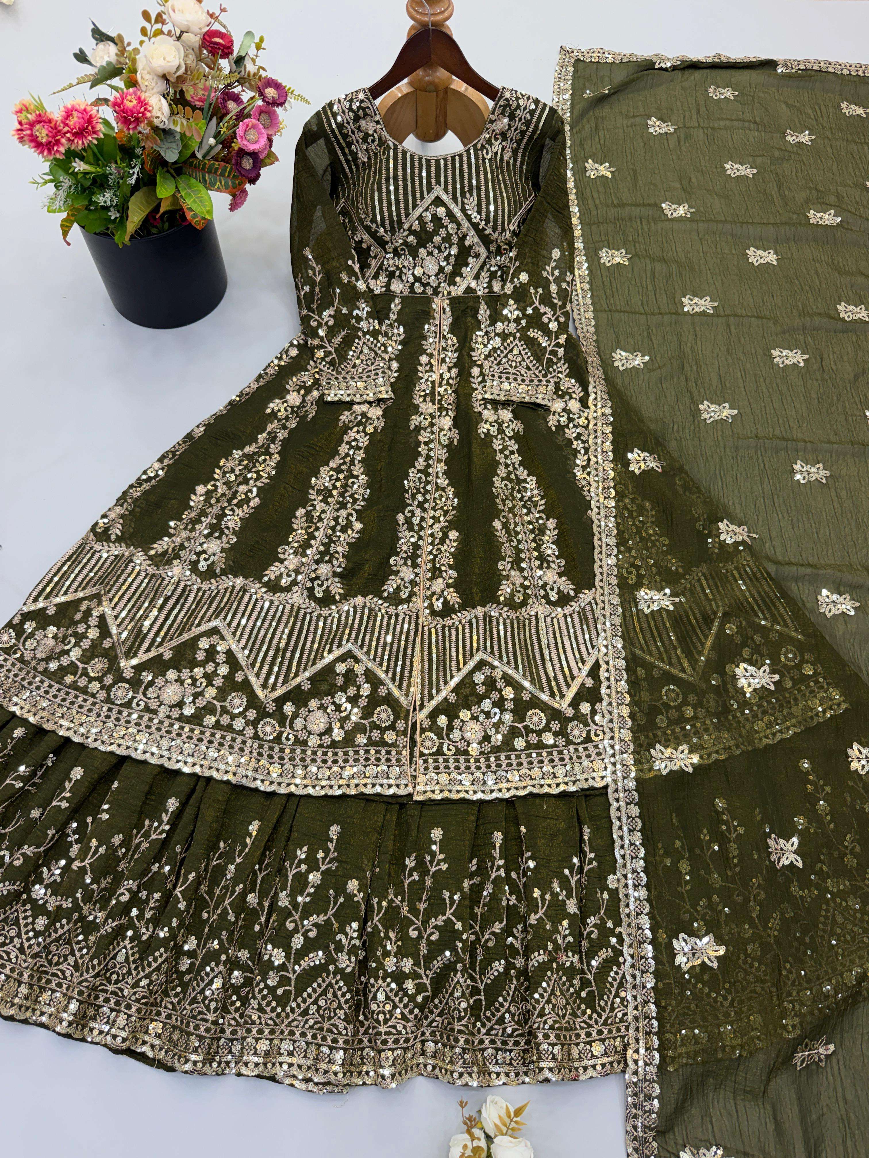 SR 1681 SILK HEAVY BEAUTIFUL DESIGNER WEDDING FUNCTION WEAR SUIT