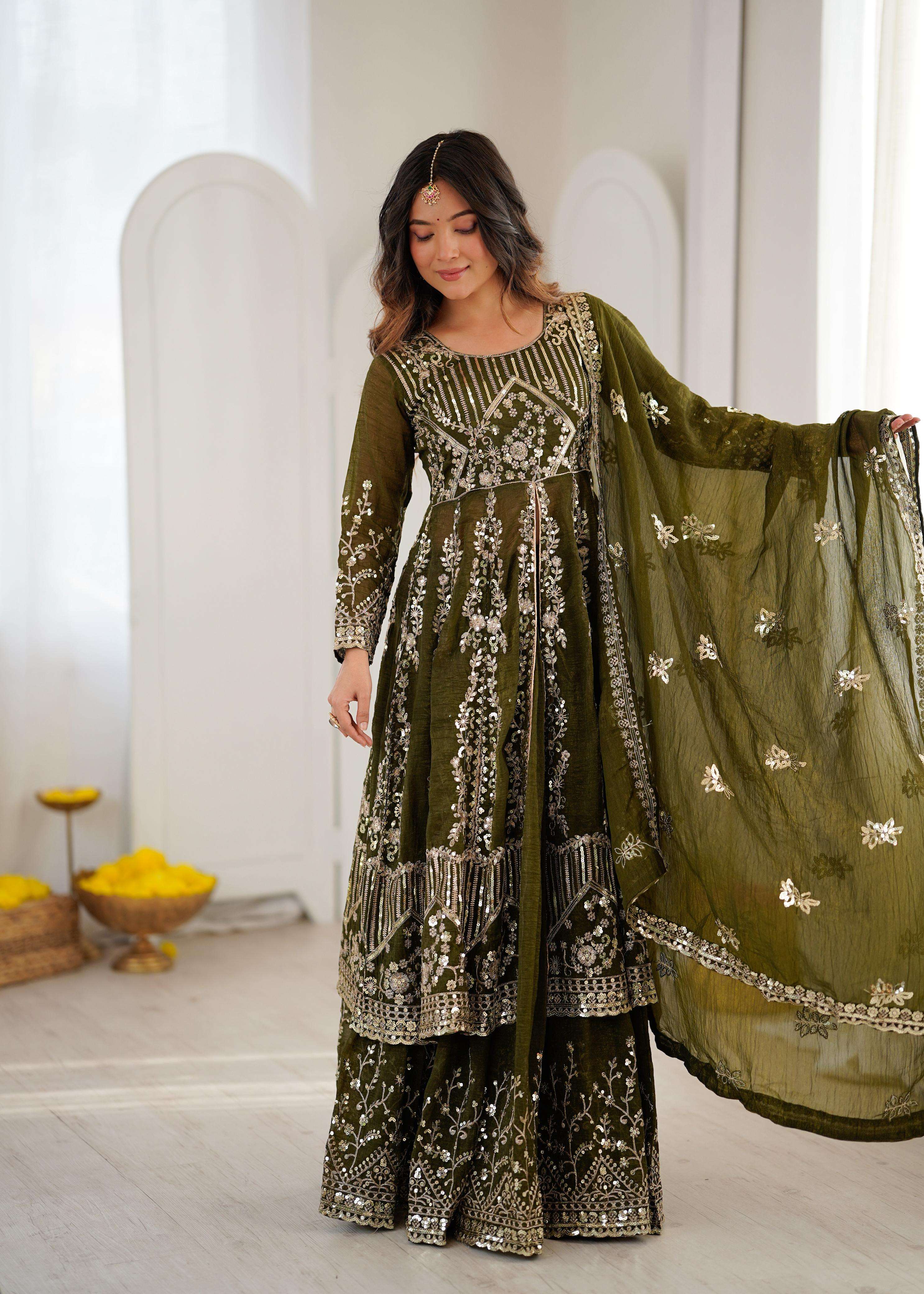 SR 1681 SILK HEAVY BEAUTIFUL DESIGNER WEDDING FUNCTION WEAR SUIT
