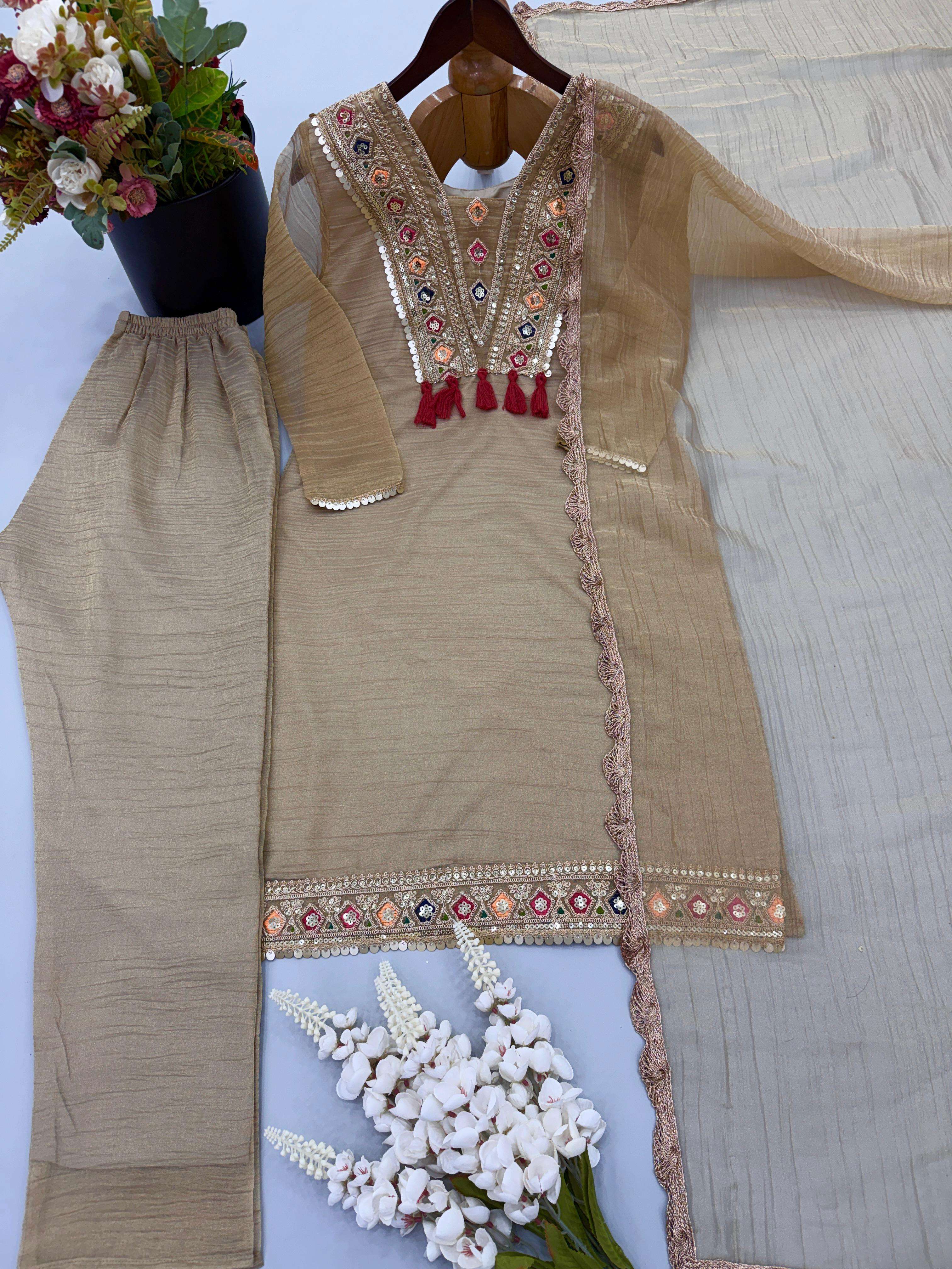 SR 1722 SILK BEAUTIFUL DESIGNER WORK FESTIVE WEAR LADIES SHARARA SUIT