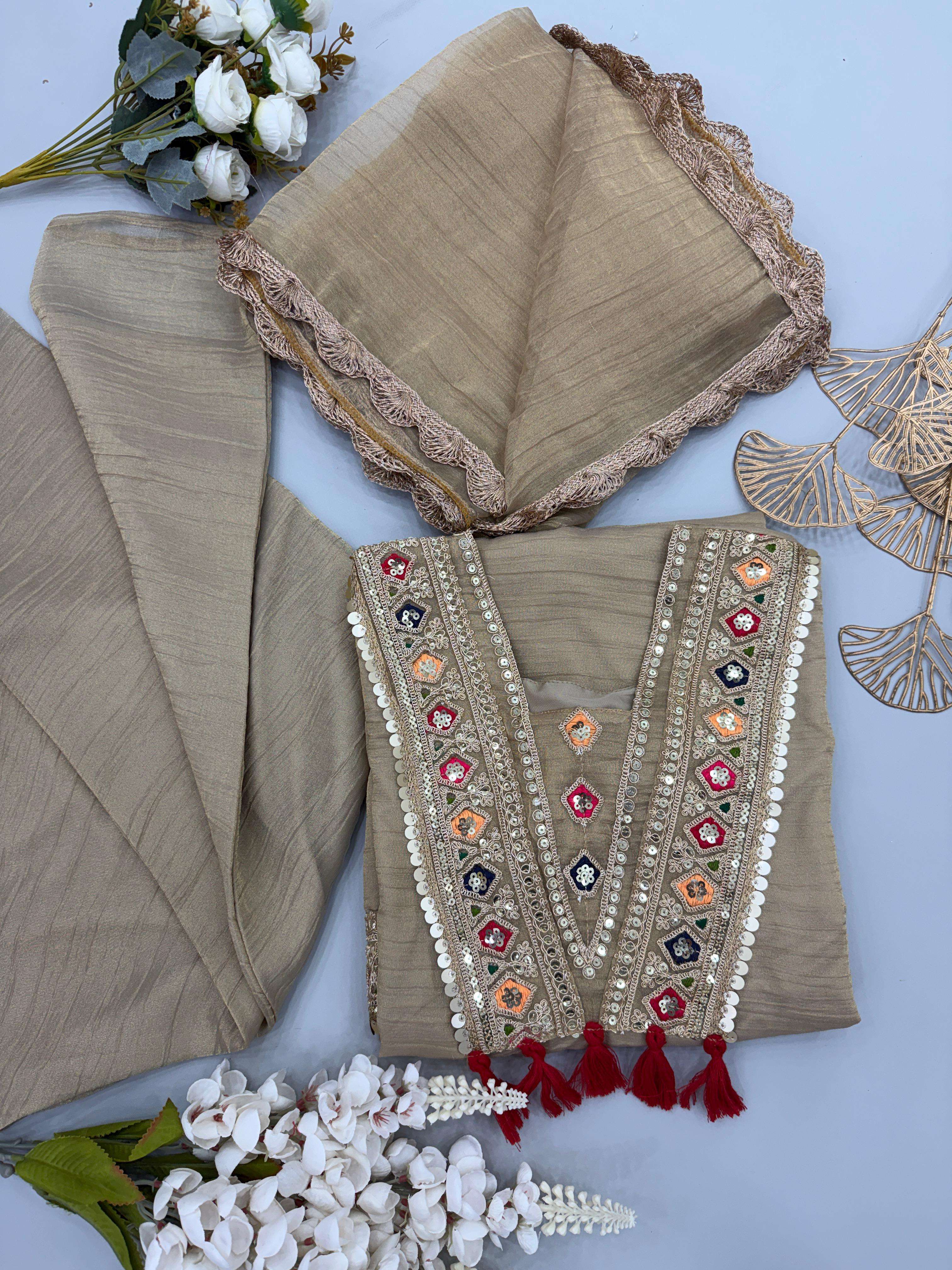 SR 1722 SILK BEAUTIFUL DESIGNER WORK FESTIVE WEAR LADIES SHARARA SUIT