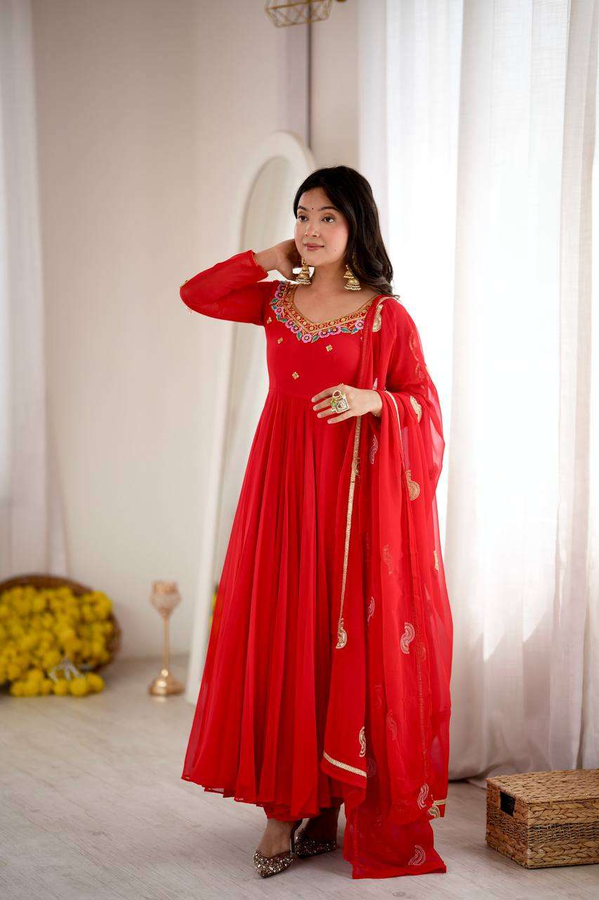 SRK 5363 GEORGETTE SEQUENCE EMBROIDERY WORK PARTY WEAR GOWN SUIT