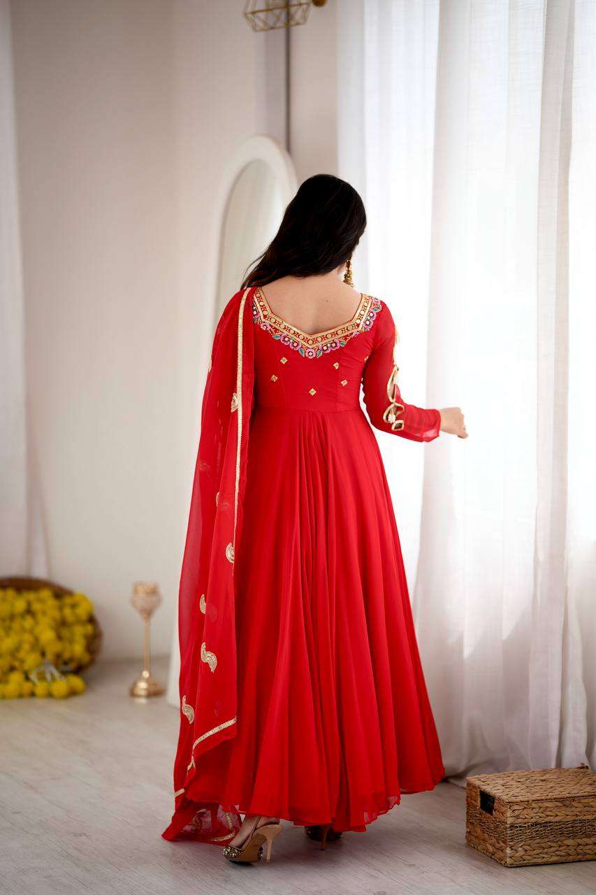 SRK 5363 GEORGETTE SEQUENCE EMBROIDERY WORK PARTY WEAR GOWN SUIT