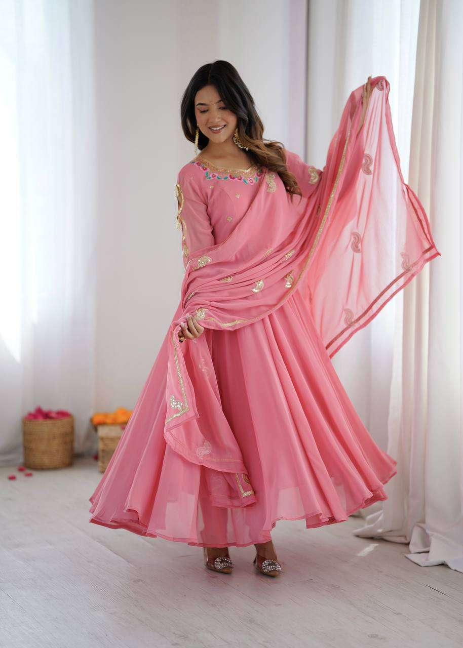 SRK 5363 GEORGETTE SEQUENCE EMBROIDERY WORK PARTY WEAR GOWN SUIT