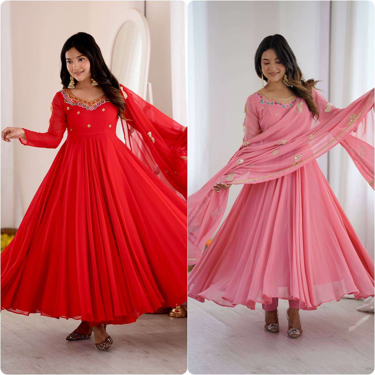 SRK 5363 GEORGETTE SEQUENCE EMBROIDERY WORK PARTY WEAR GOWN SUIT