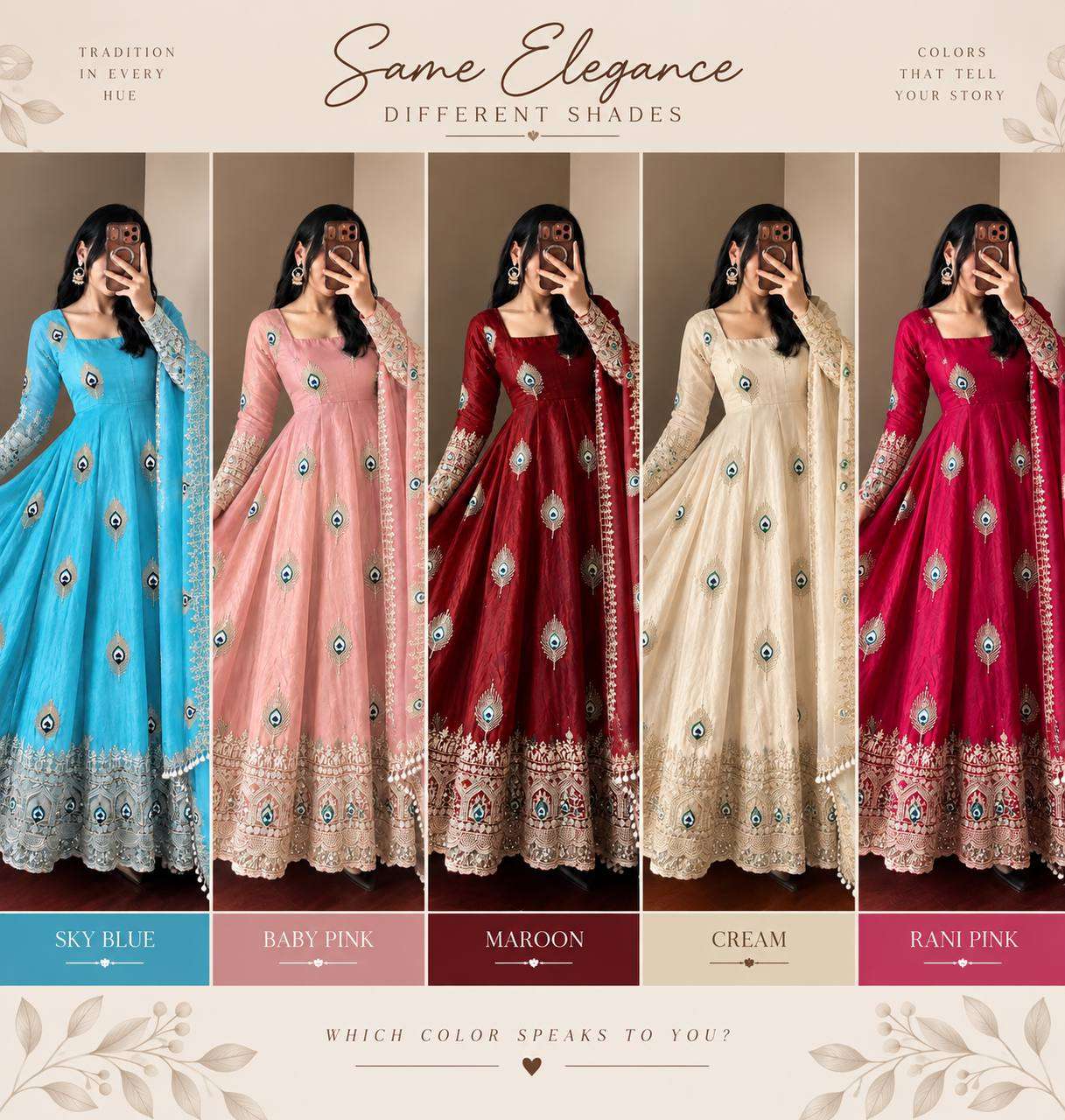 SRK 5372 SILK BEAUTIFUL DESIGNER LOOK ANARKALI GOWN PANT WITH DUPATTA SET 