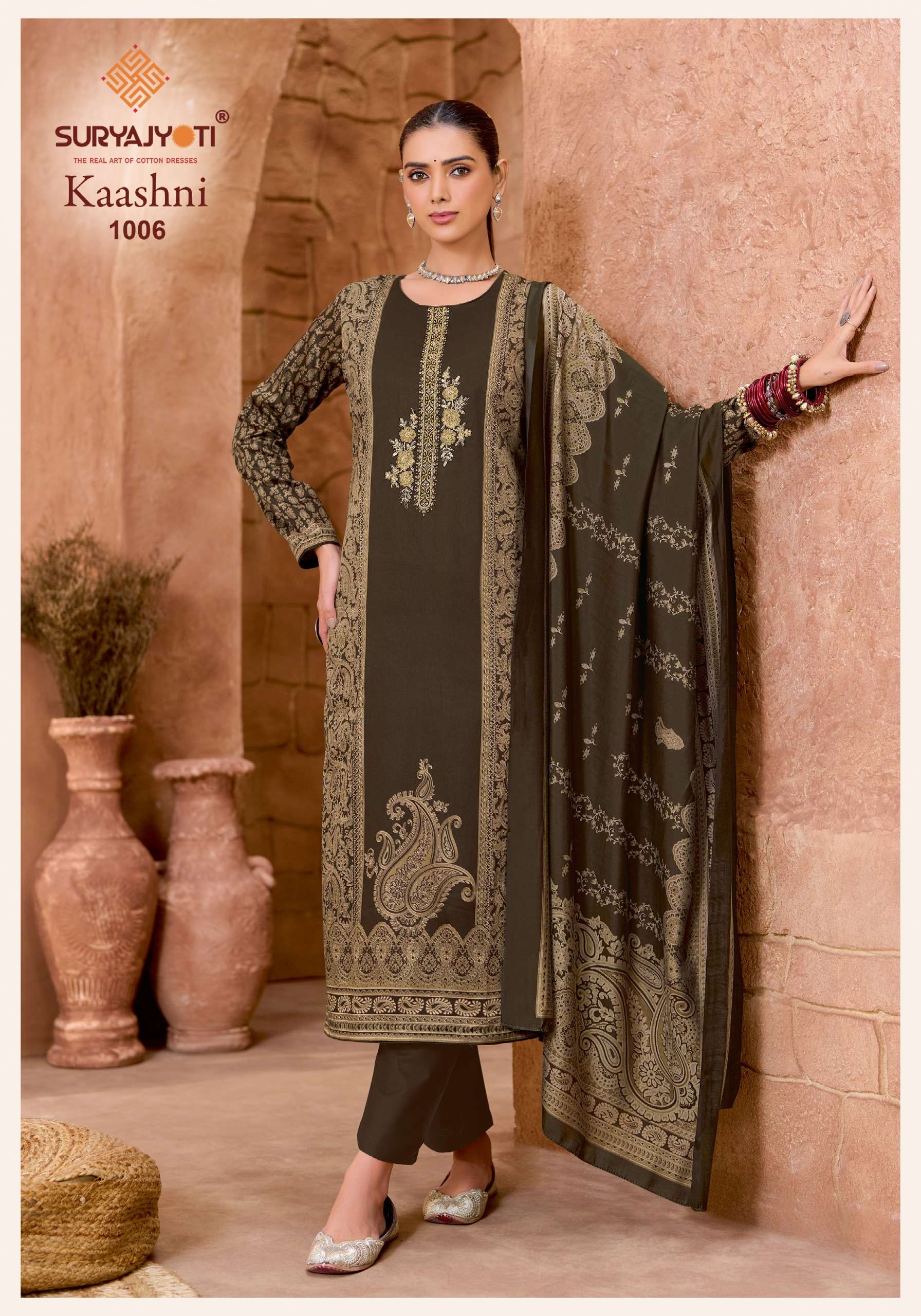 SURYAJYOTI KAASHNI VOL 1 JAM SATIN PRINT WITH FANCY WORK SUIT 