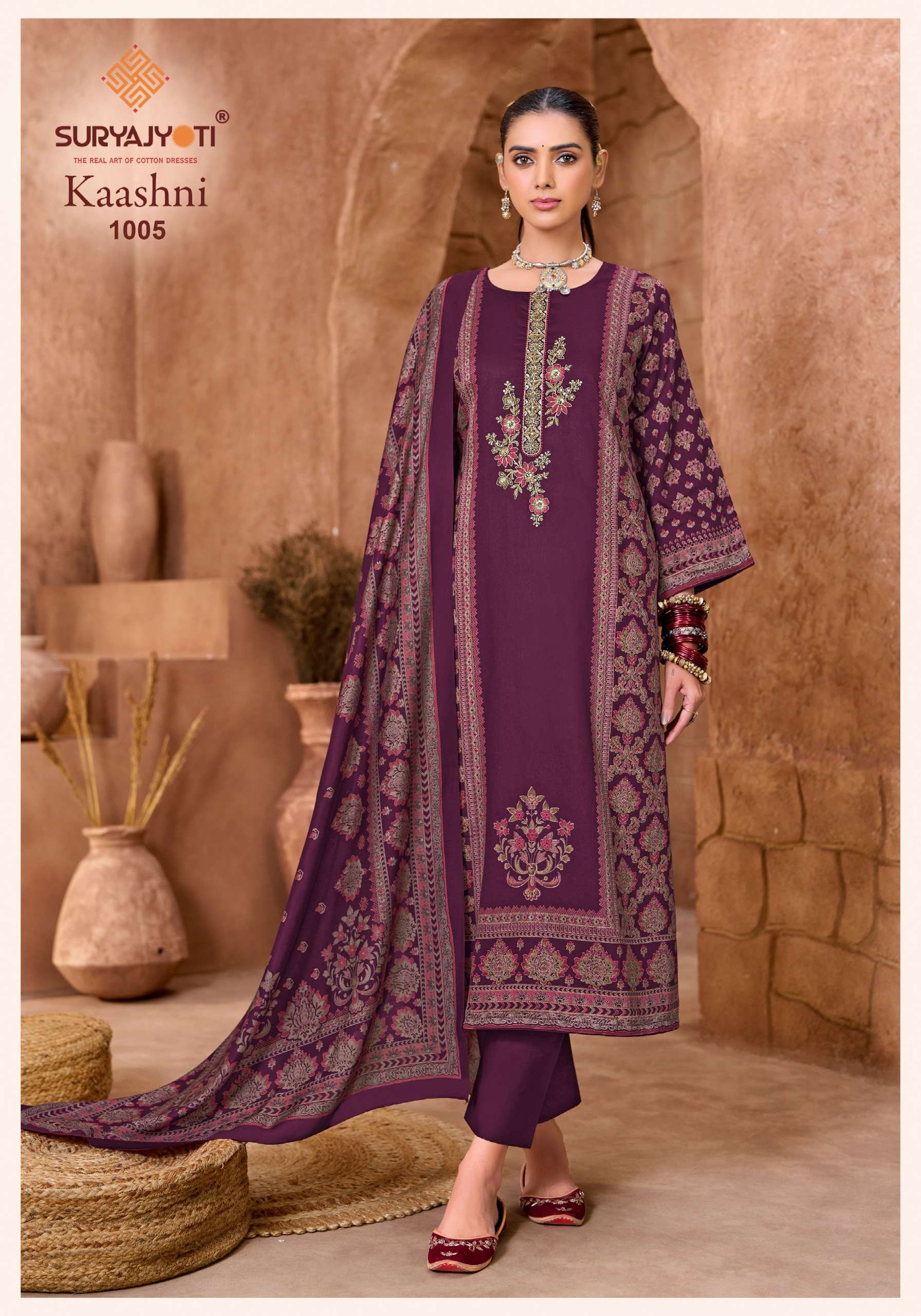 SURYAJYOTI KAASHNI VOL 1 JAM SATIN PRINT WITH FANCY WORK SUIT 