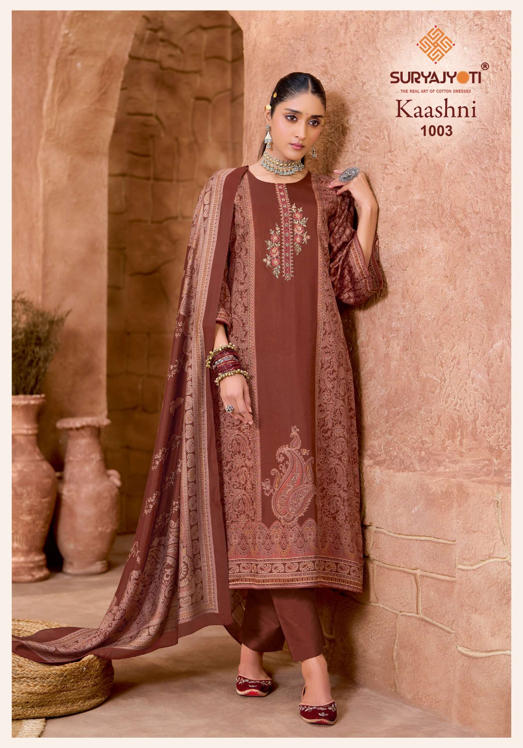 SURYAJYOTI KAASHNI VOL 1 JAM SATIN PRINT WITH FANCY WORK SUIT 