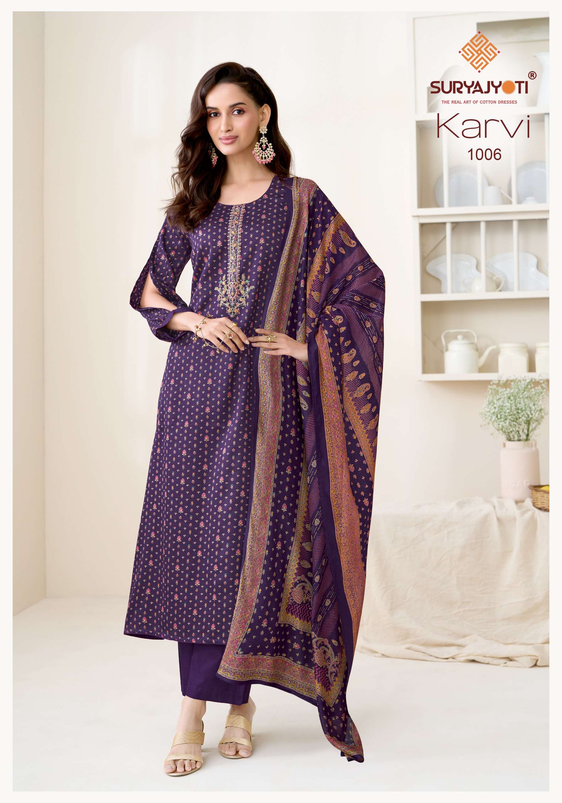 SURYAJYOTI KARVI VOL 1 JAM SATIN PRINT WITH FANCY EMBROIDERY WORK SUIT