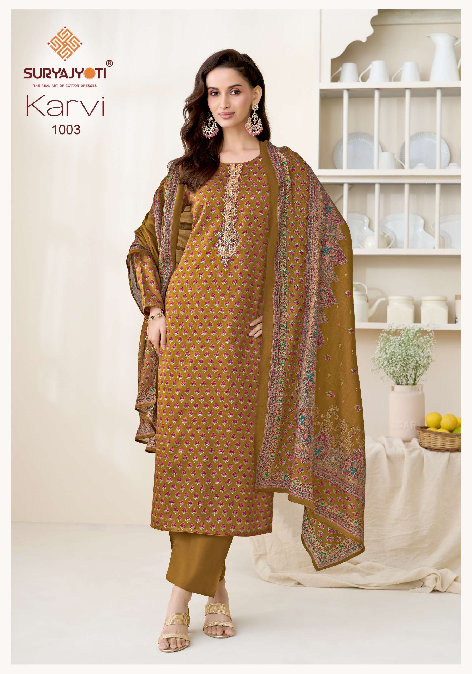 SURYAJYOTI KARVI VOL 1 JAM SATIN PRINT WITH FANCY EMBROIDERY WORK SUIT