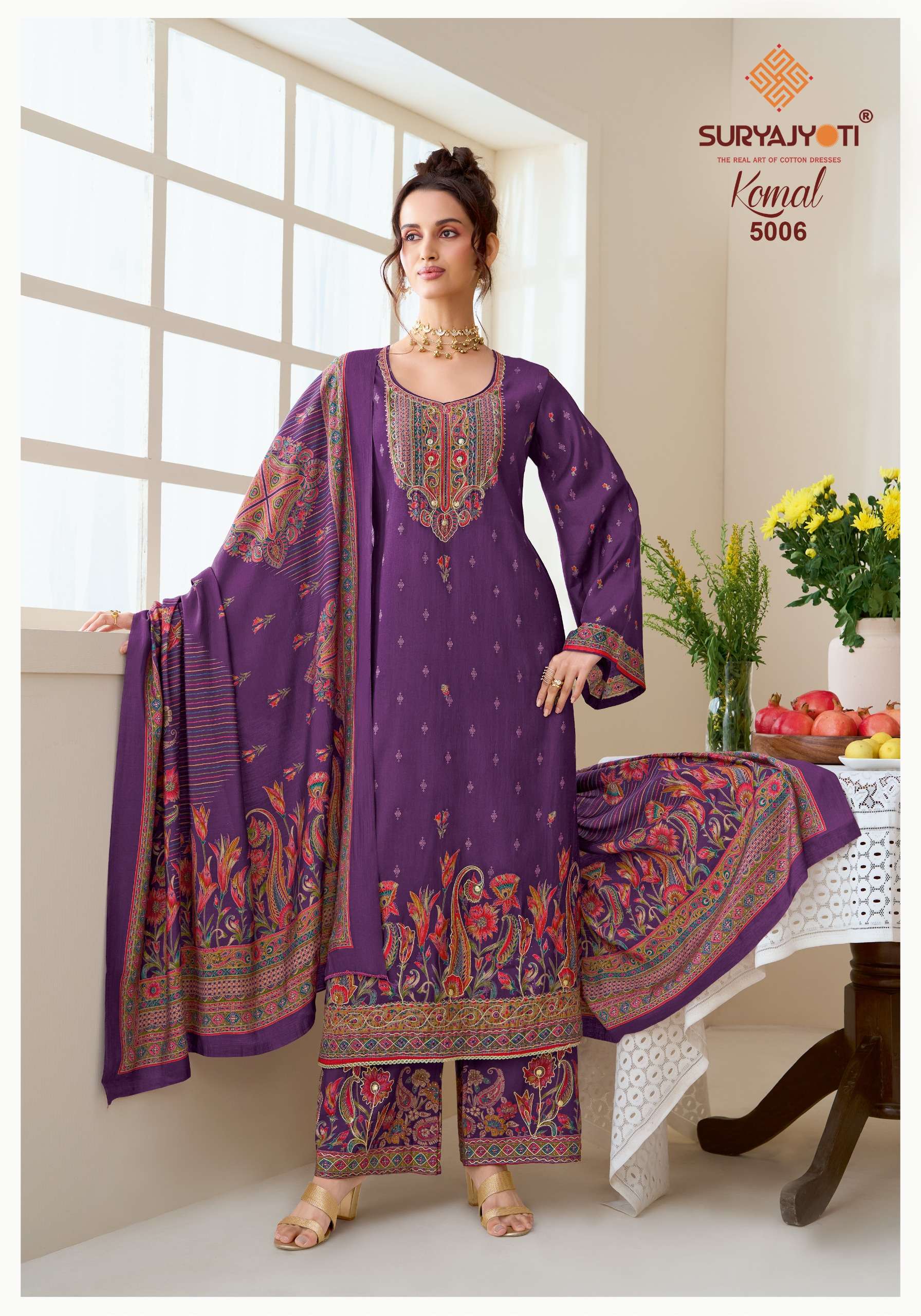 SURYAJYOTI KOMAL VOL 5 MODAL SILK DIGITAL PRINT FANCY WORK LADIES SUIT