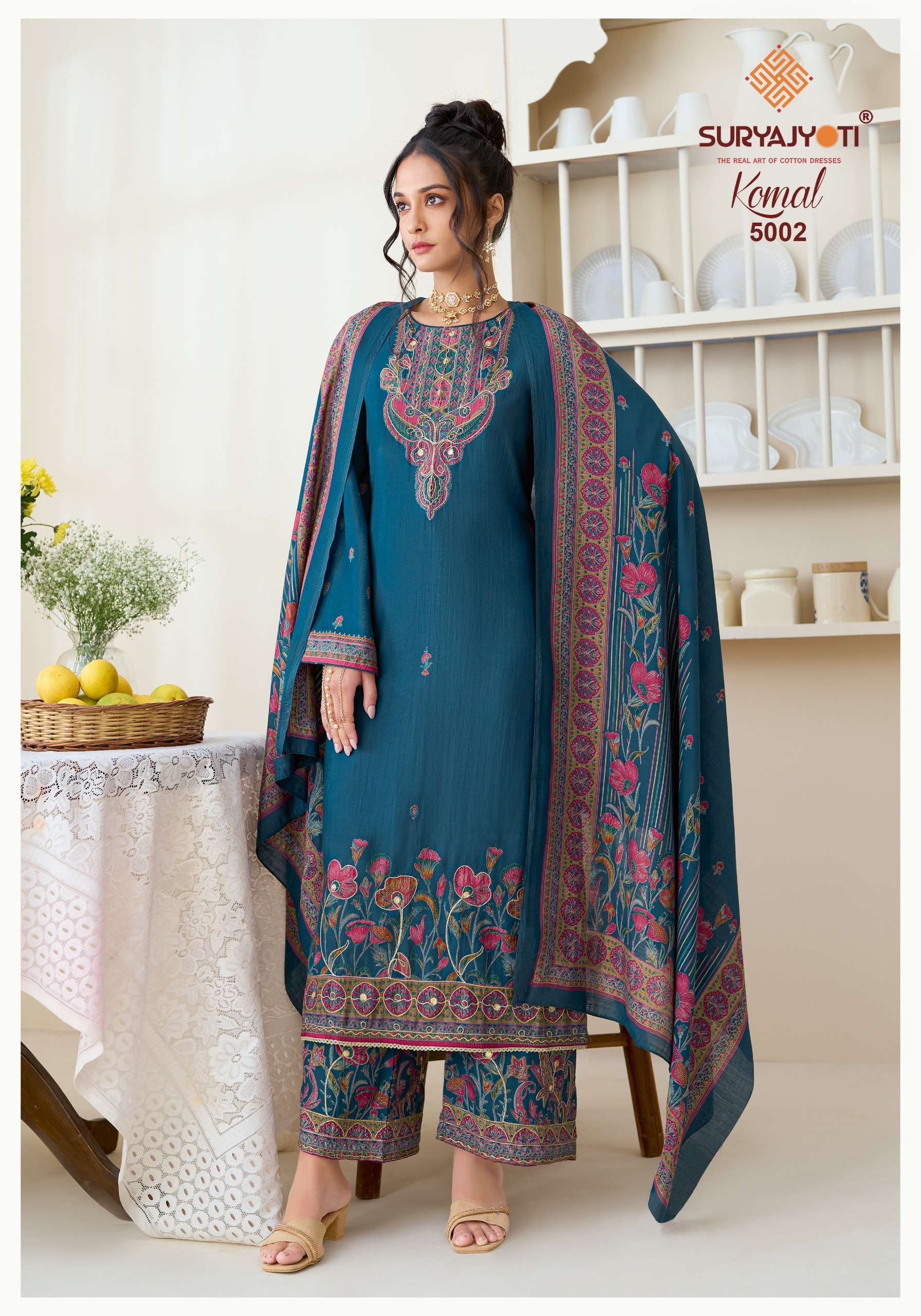 SURYAJYOTI KOMAL VOL 5 MODAL SILK DIGITAL PRINT FANCY WORK LADIES SUIT