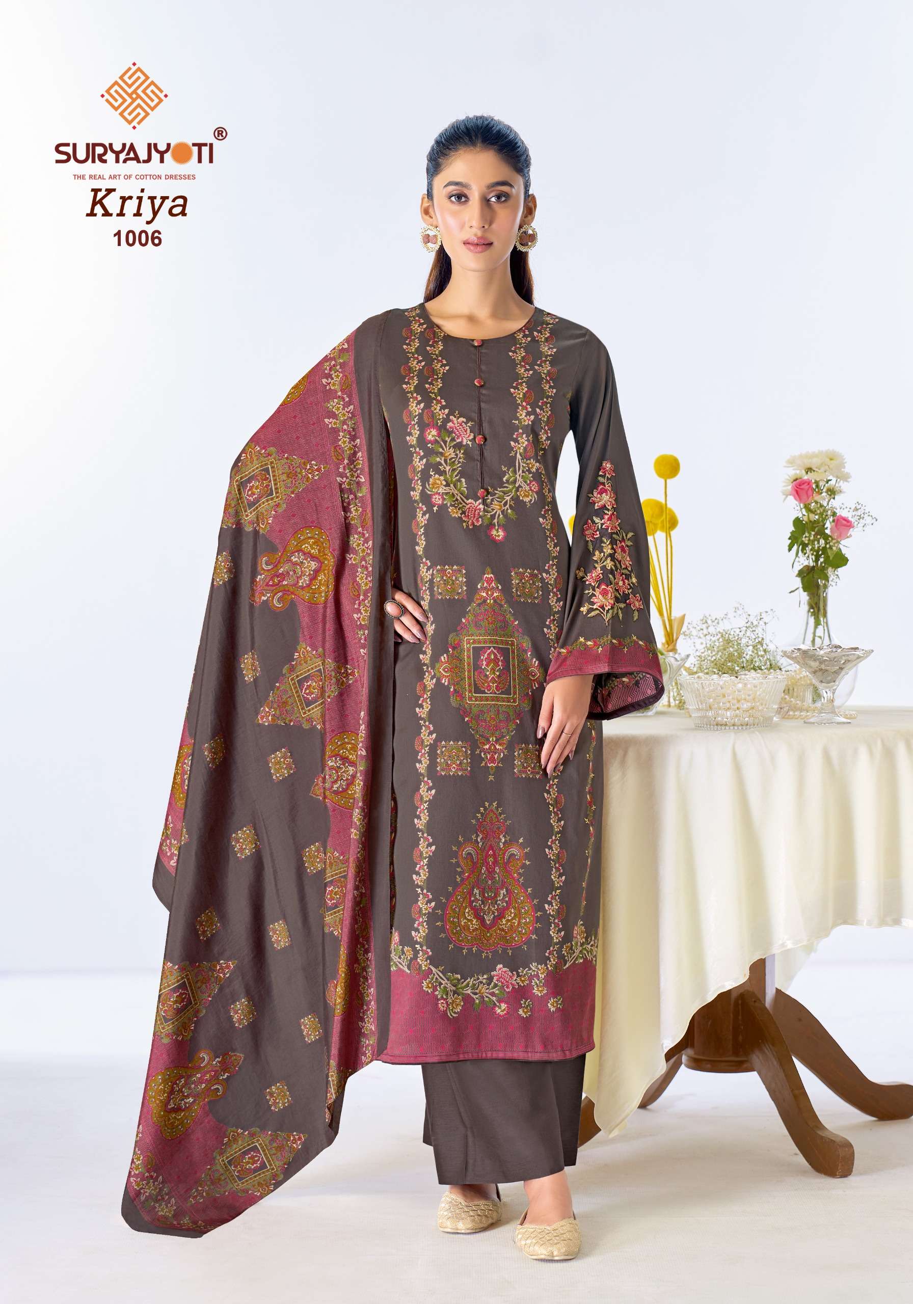 SURYAJYOTI KRIYA VOL 1 JAM SATIN PRINT WITH EMBROIDERY WORK SUIT