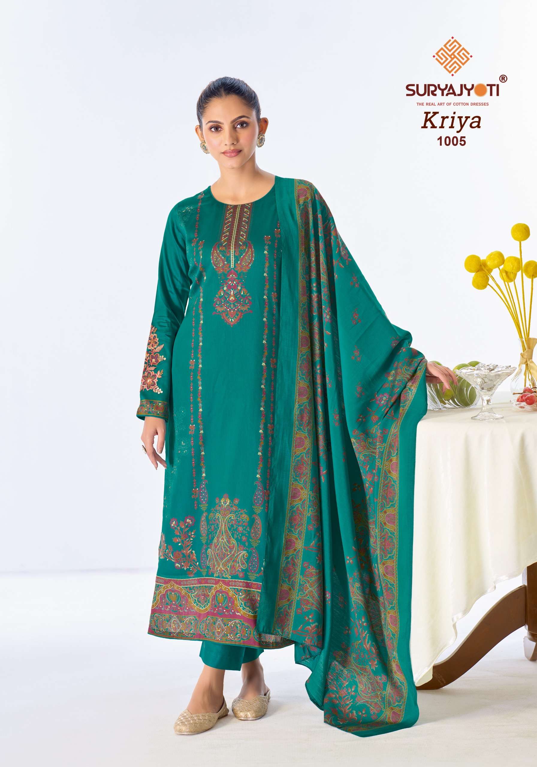 SURYAJYOTI KRIYA VOL 1 JAM SATIN PRINT WITH EMBROIDERY WORK SUIT