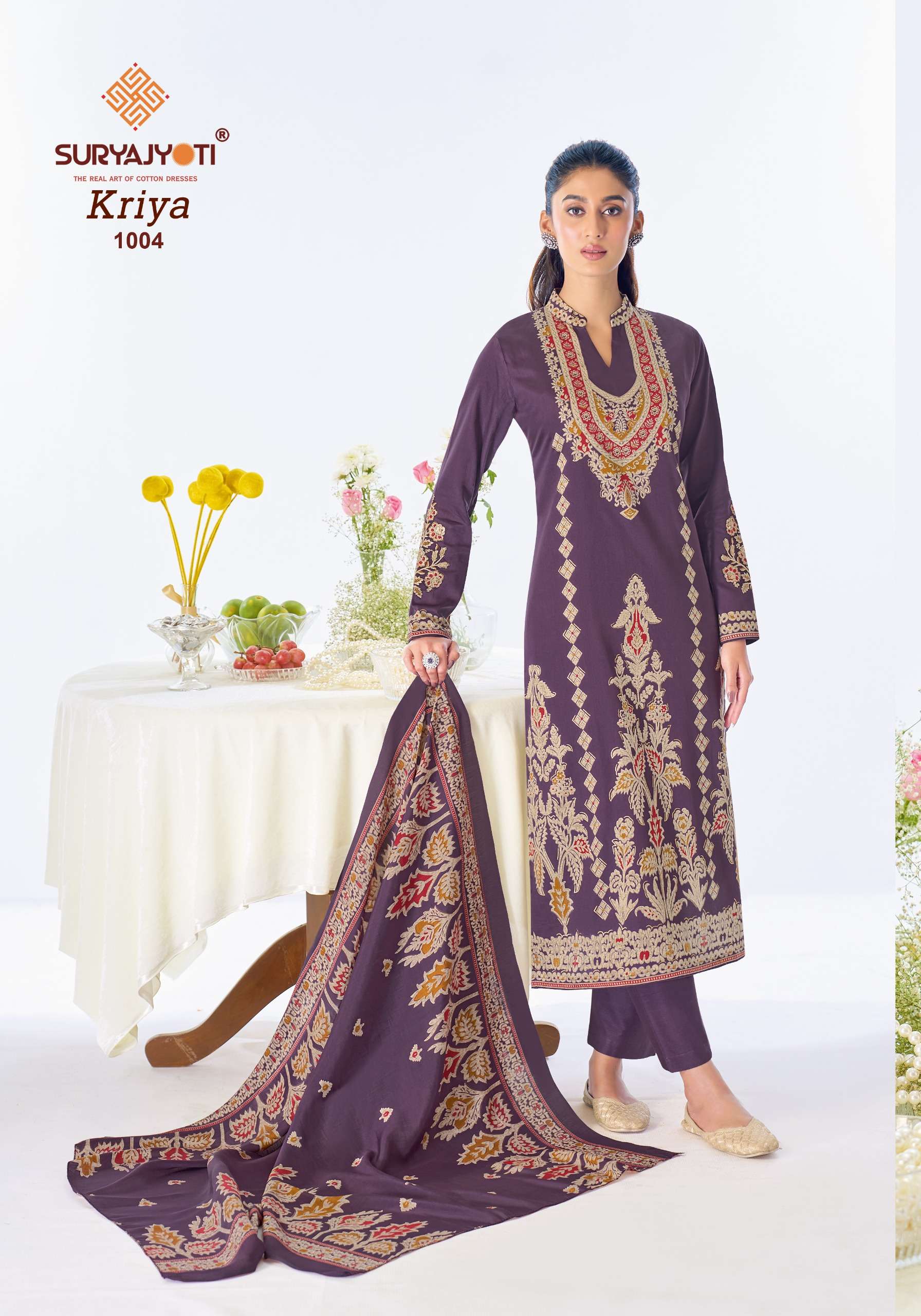 SURYAJYOTI KRIYA VOL 1 JAM SATIN PRINT WITH EMBROIDERY WORK SUIT