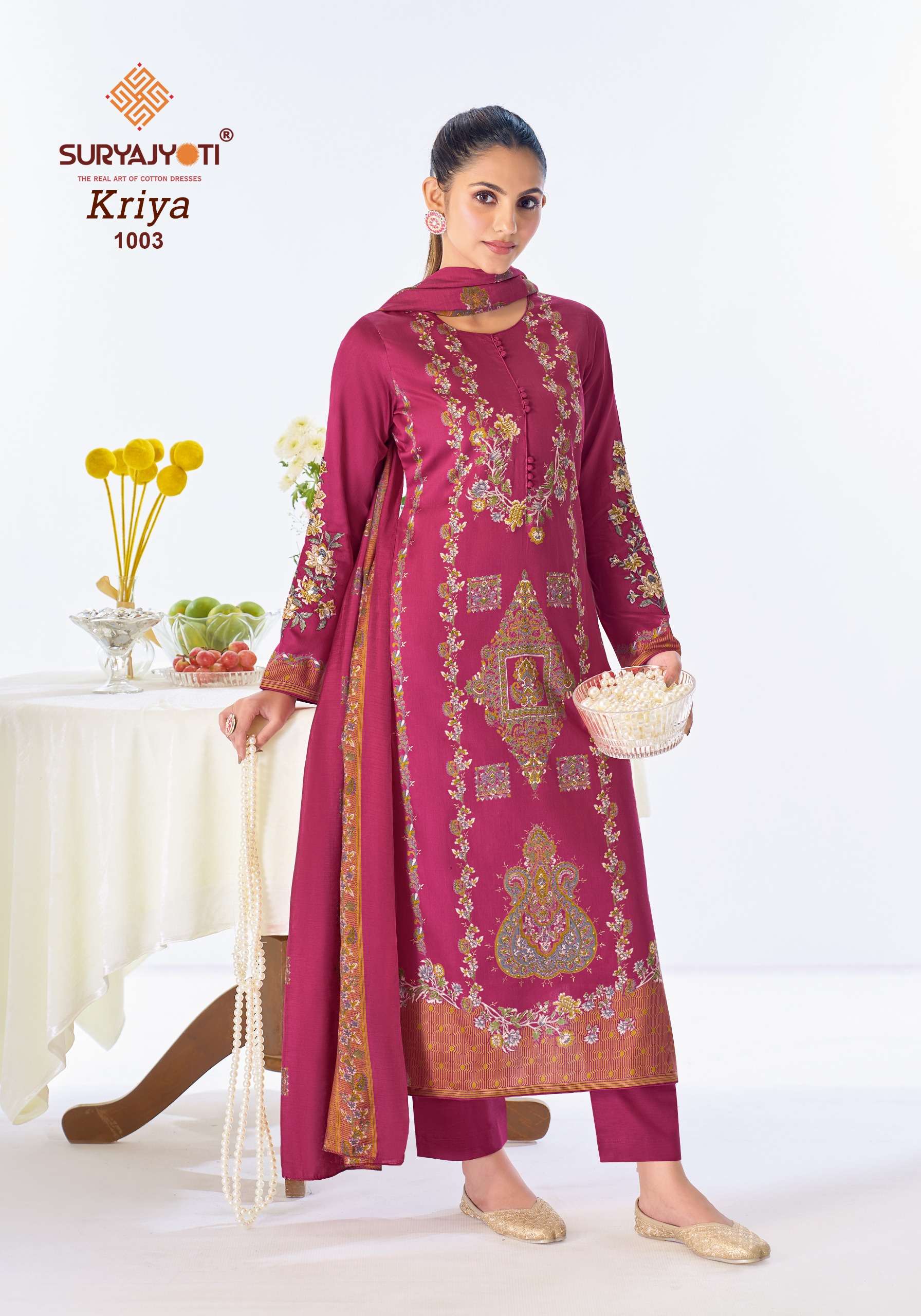 SURYAJYOTI KRIYA VOL 1 JAM SATIN PRINT WITH EMBROIDERY WORK SUIT