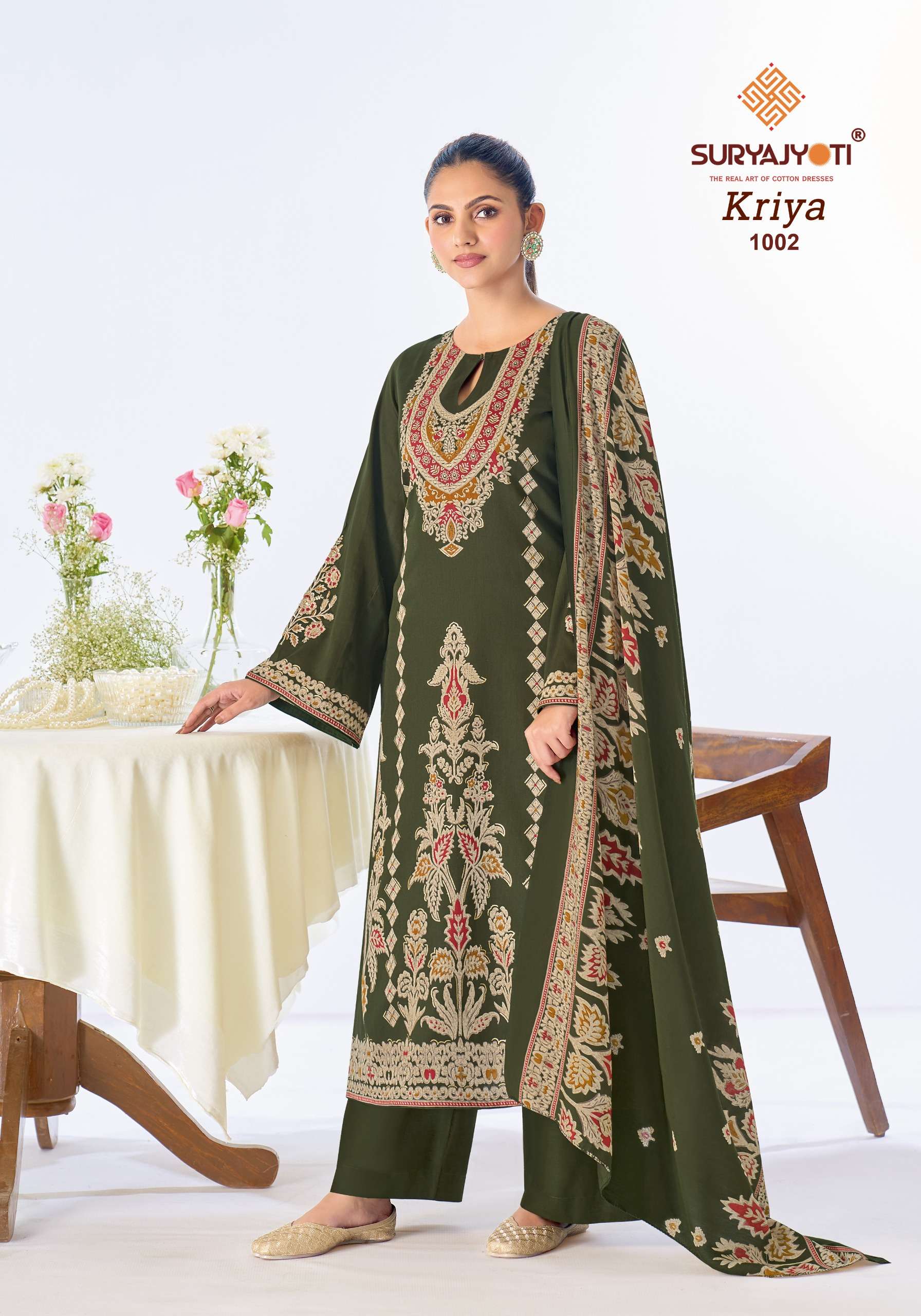 SURYAJYOTI KRIYA VOL 1 JAM SATIN PRINT WITH EMBROIDERY WORK SUIT